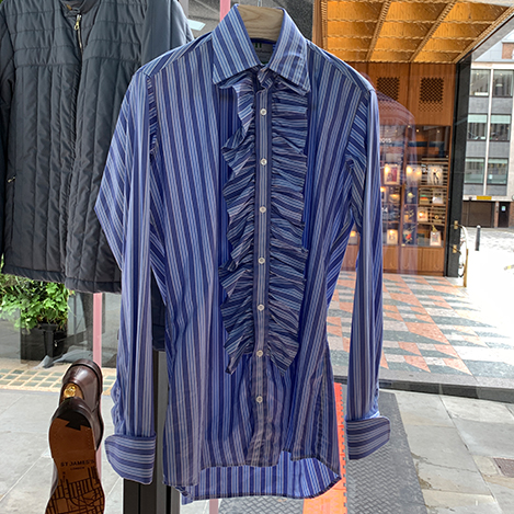 Blue and Sky Stripe Shirt with Frills