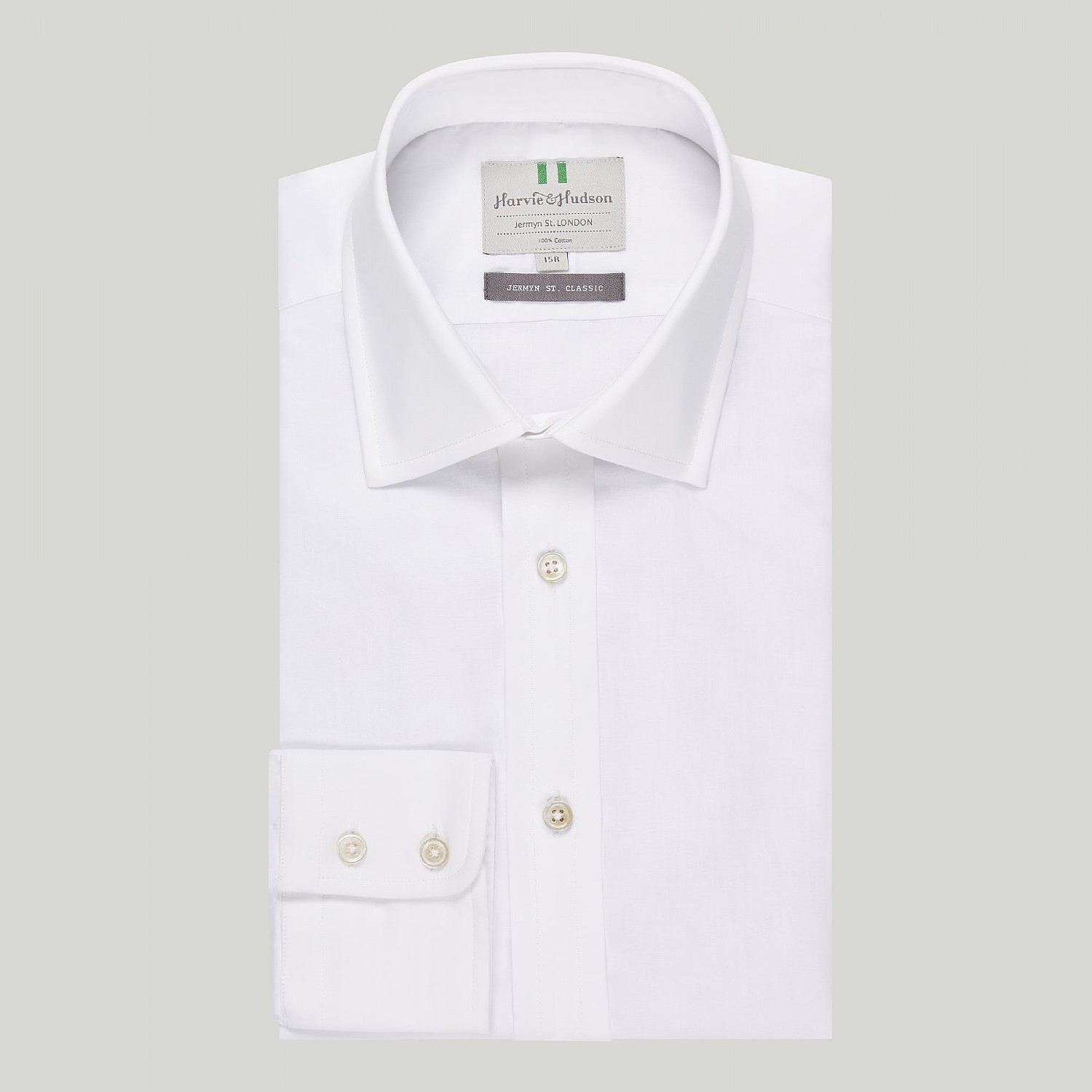 WHITE BATISTE BUTTON CUFF CLASSIC SHIRT