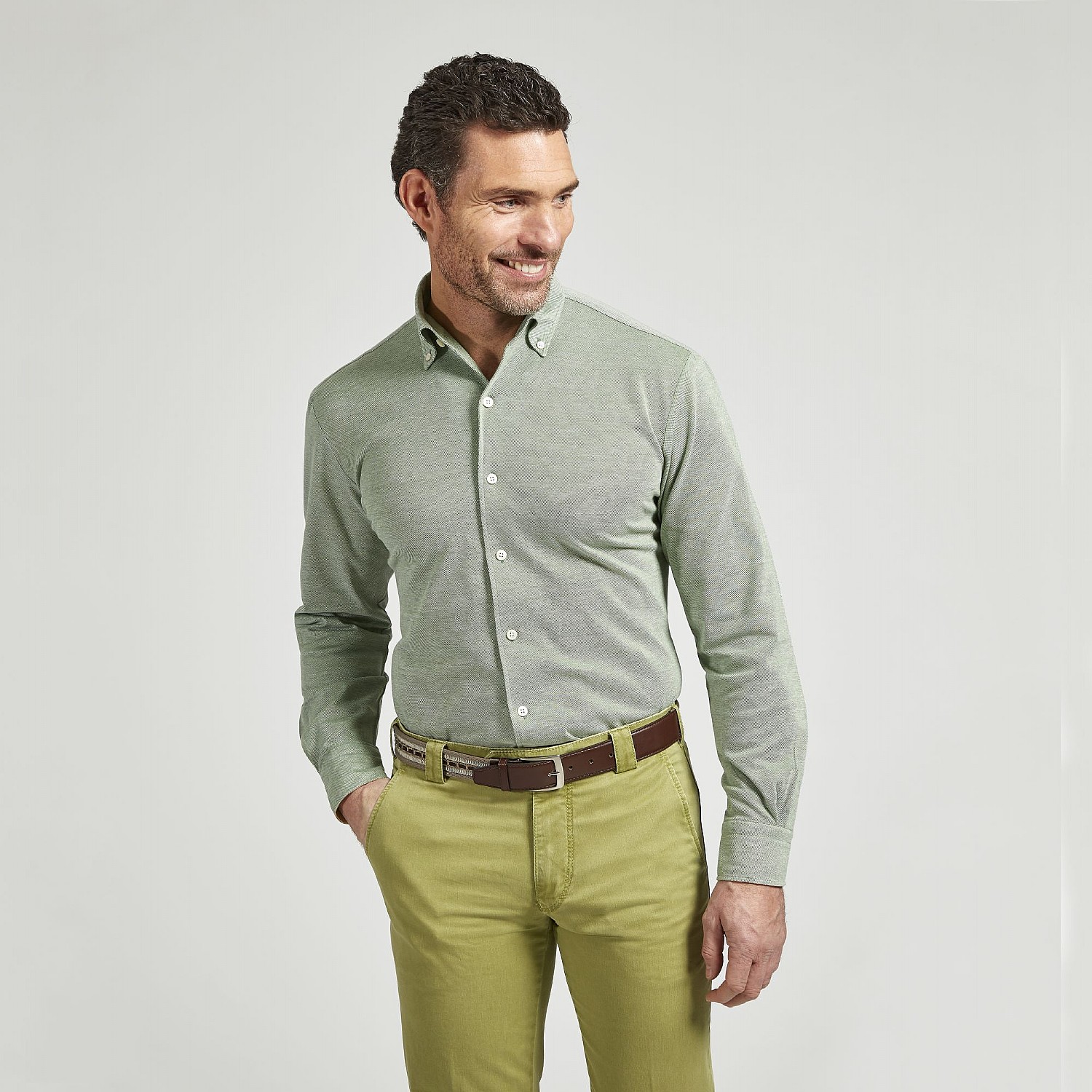 GREEN COTTON CASUAL SHIRT