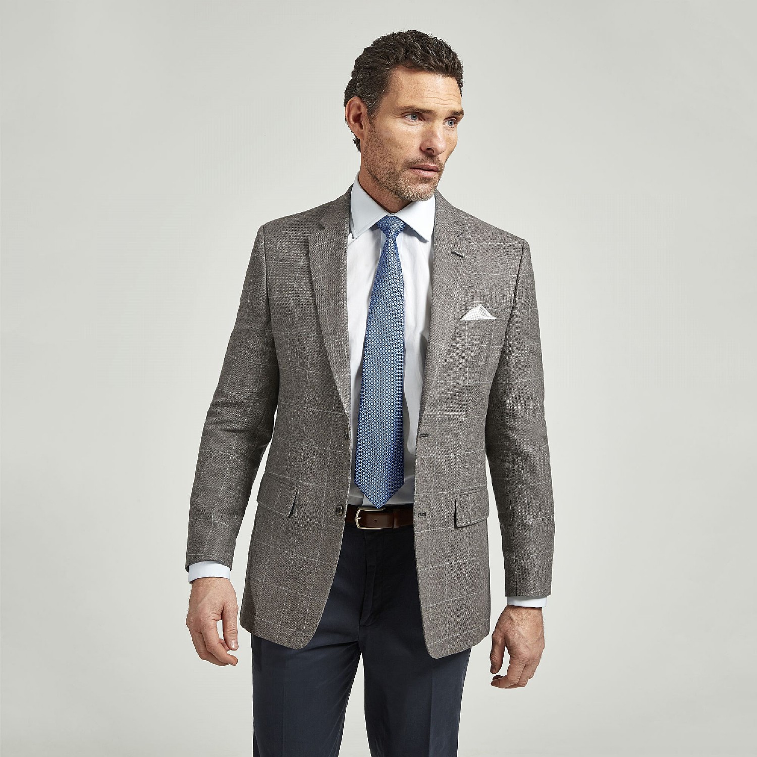 GREY CHECK WOOL AND COTTON JACKET