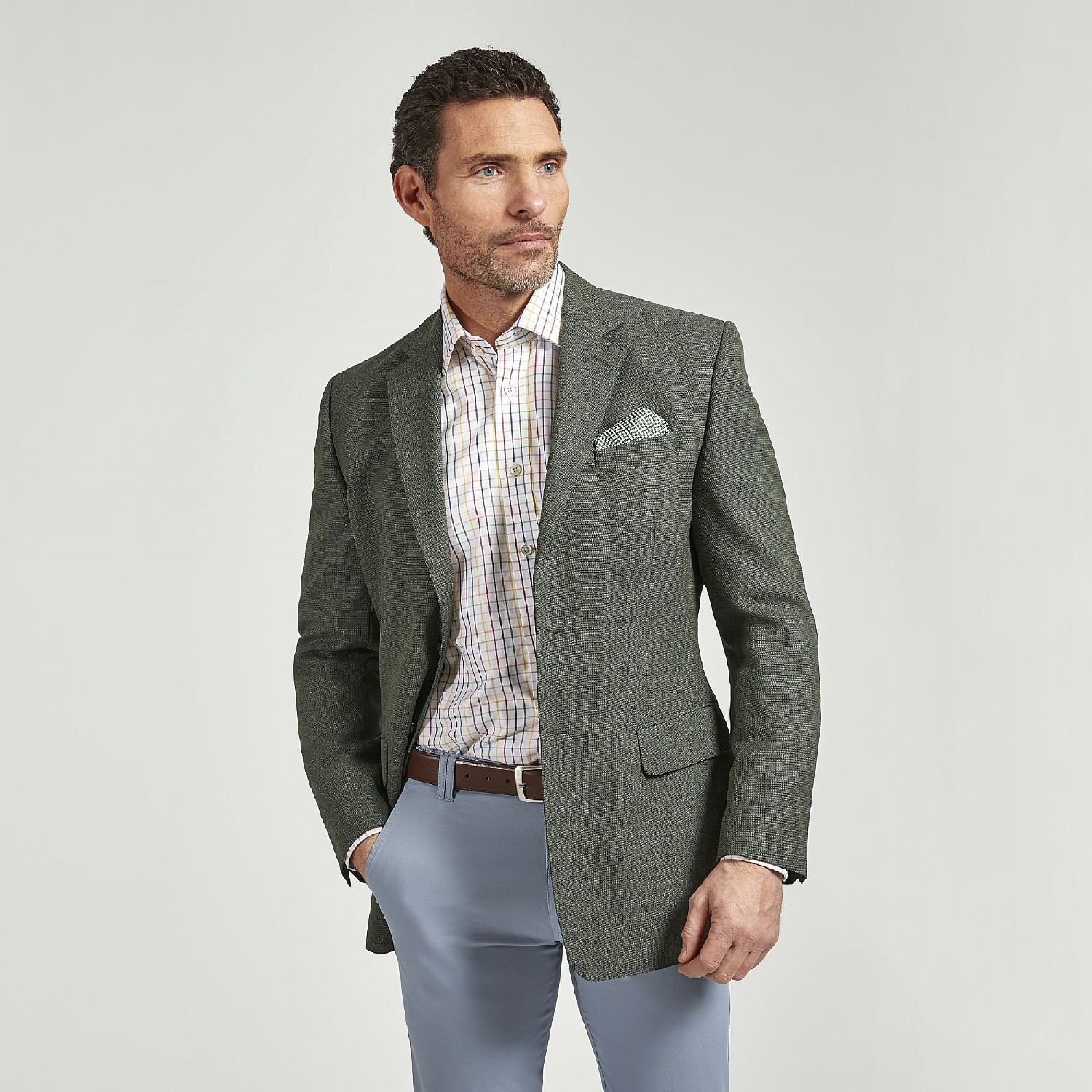 GREEN TEXTURED WOOL JACKET