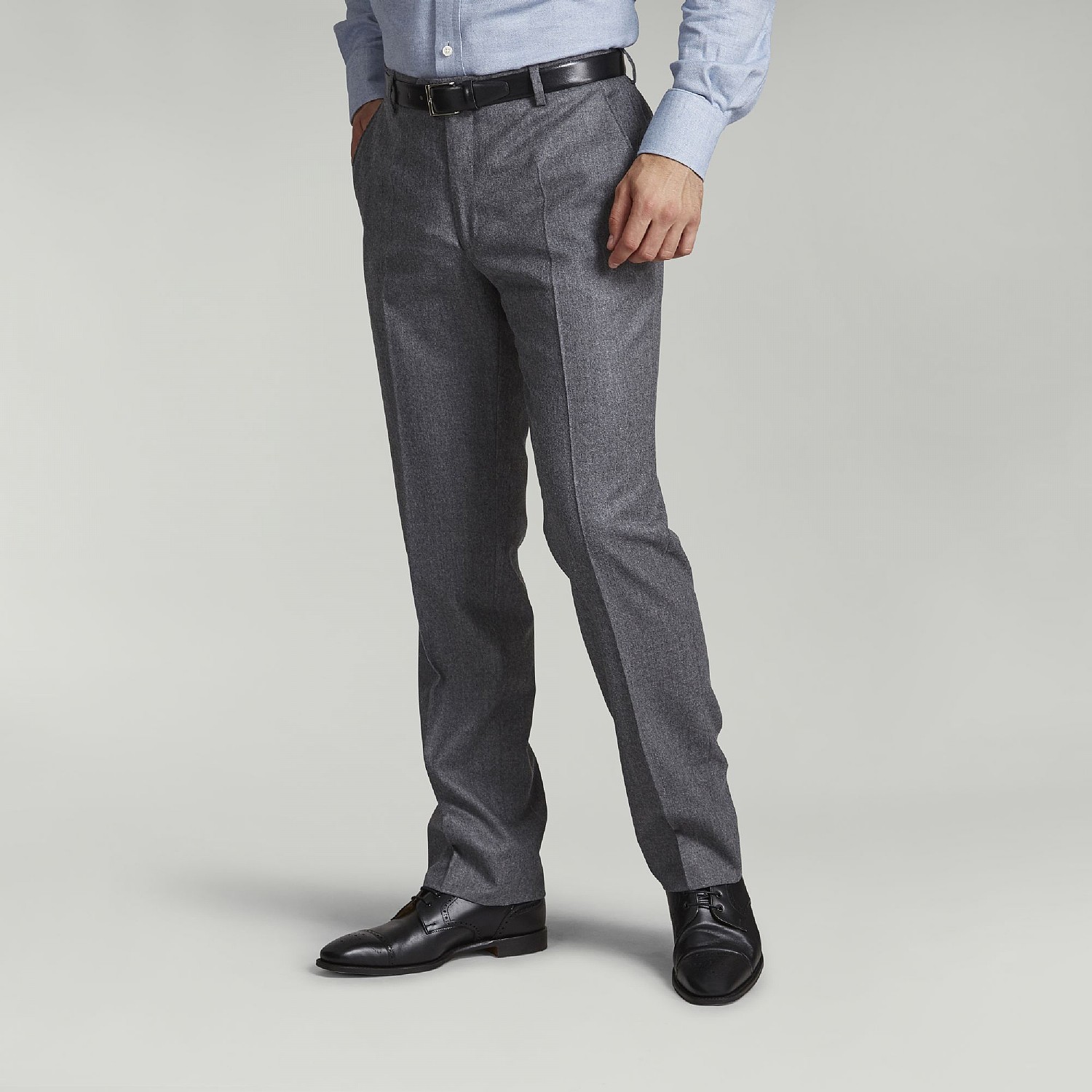 LIGHT GREY FLANNEL SUPER 120S WOOL TROUSERS