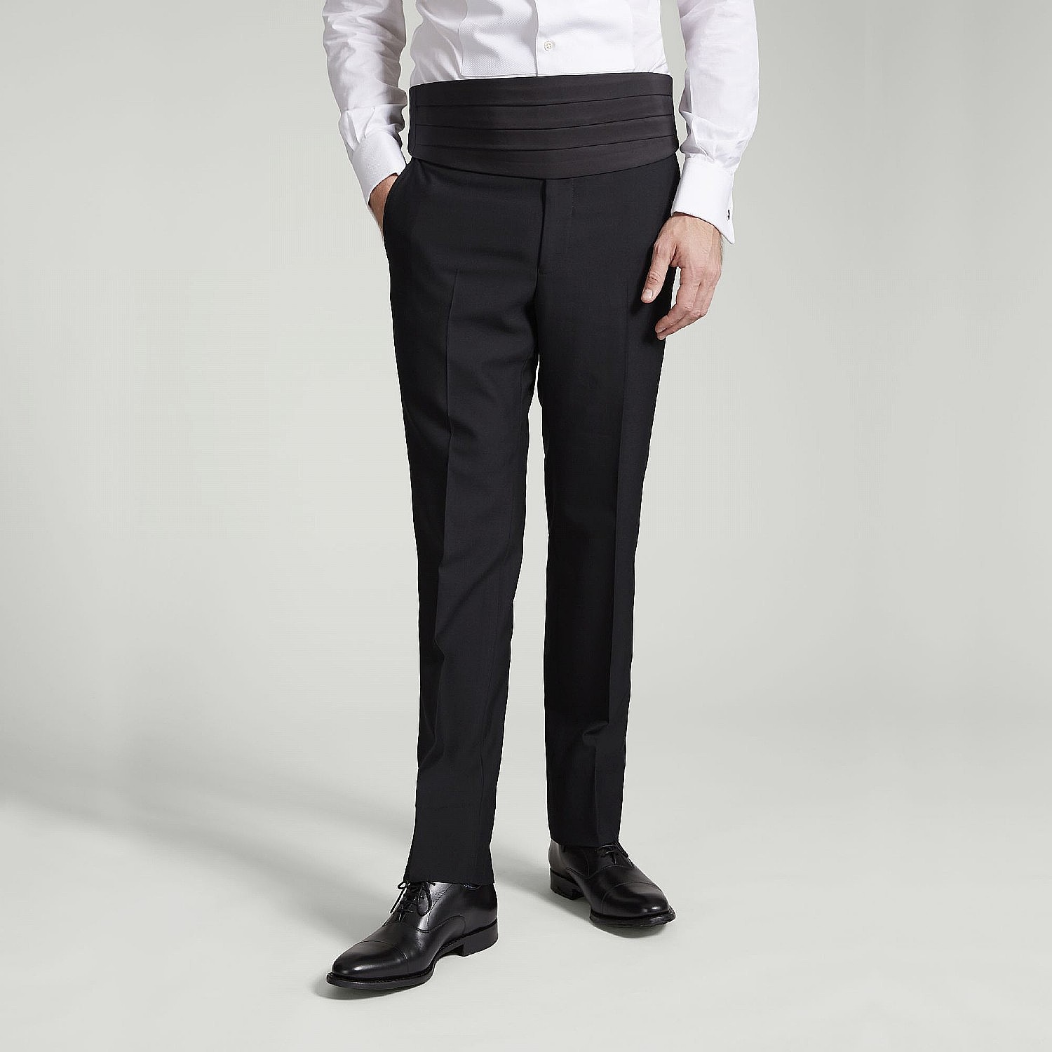 BLACK DINNER SUIT TROUSERS UNFINISHED