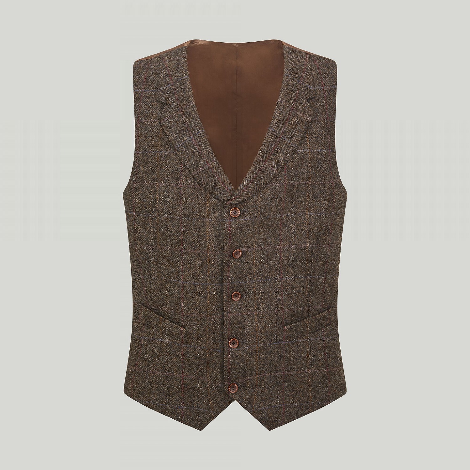 Brown and Gold Check Waistcoat