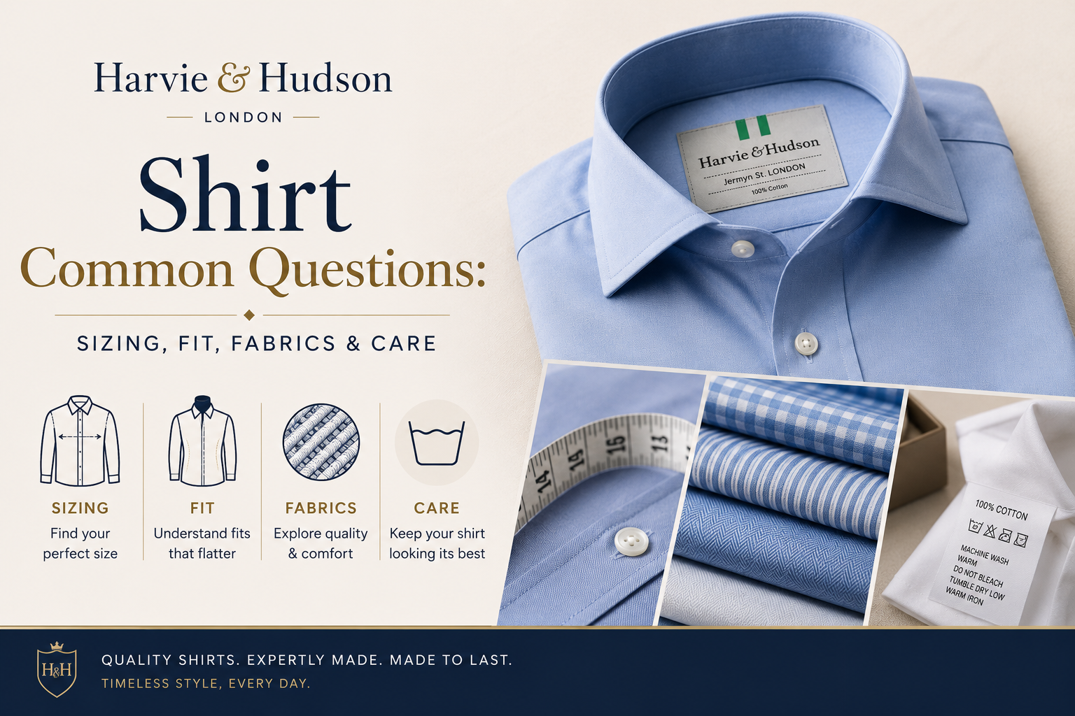 Harvie & Hudson Shirt FAQs: Fit, Fabrics, Cuffs, Care and Alterations