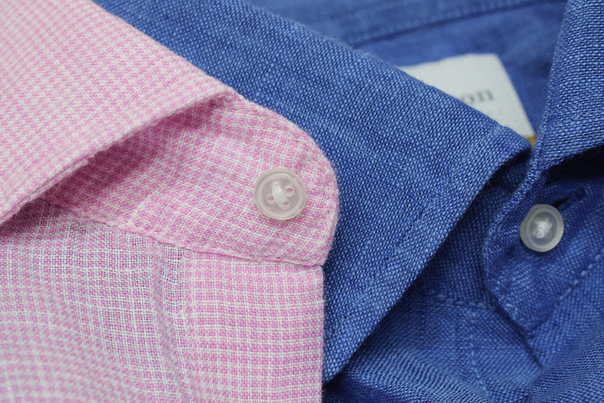 close up of linen collars