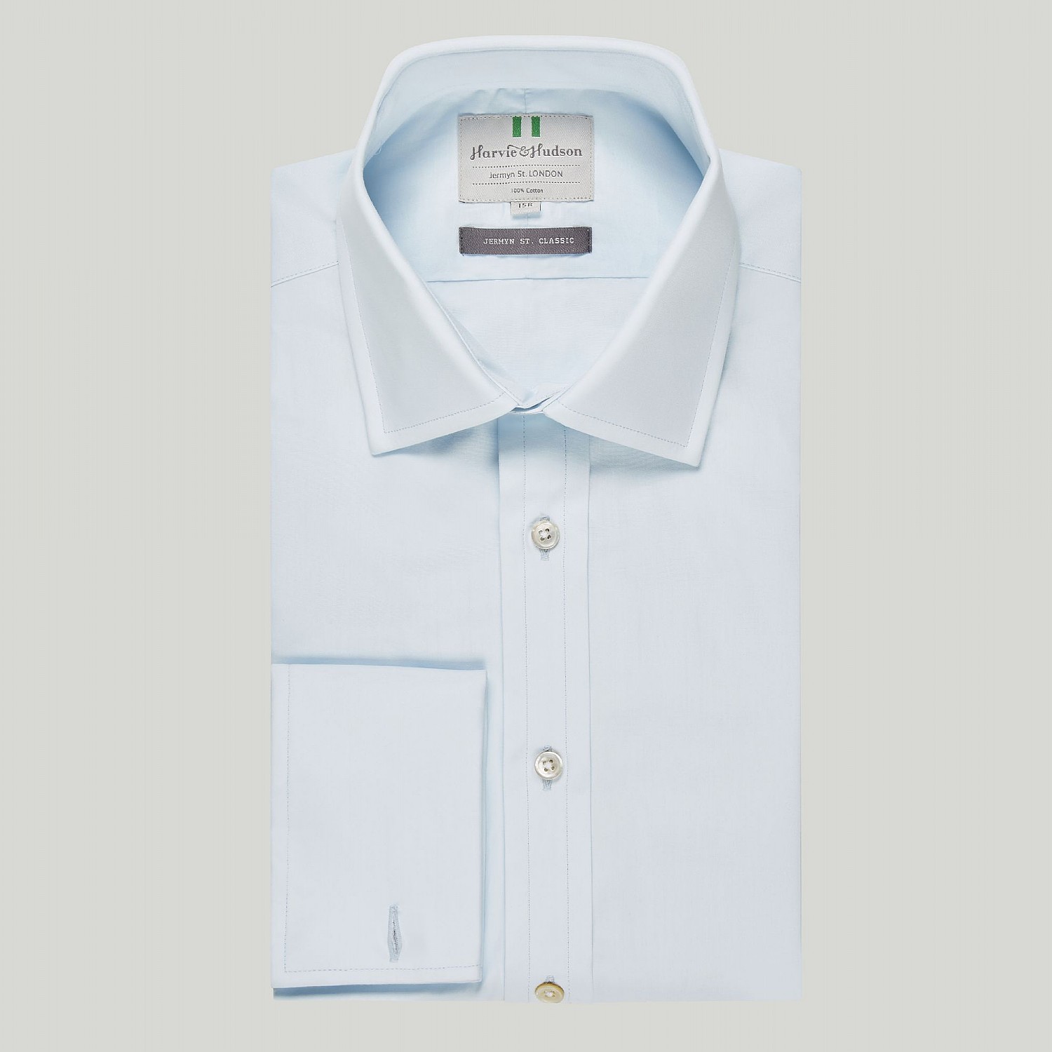 Ice Blue Plain Double Cuff Classic Shirt