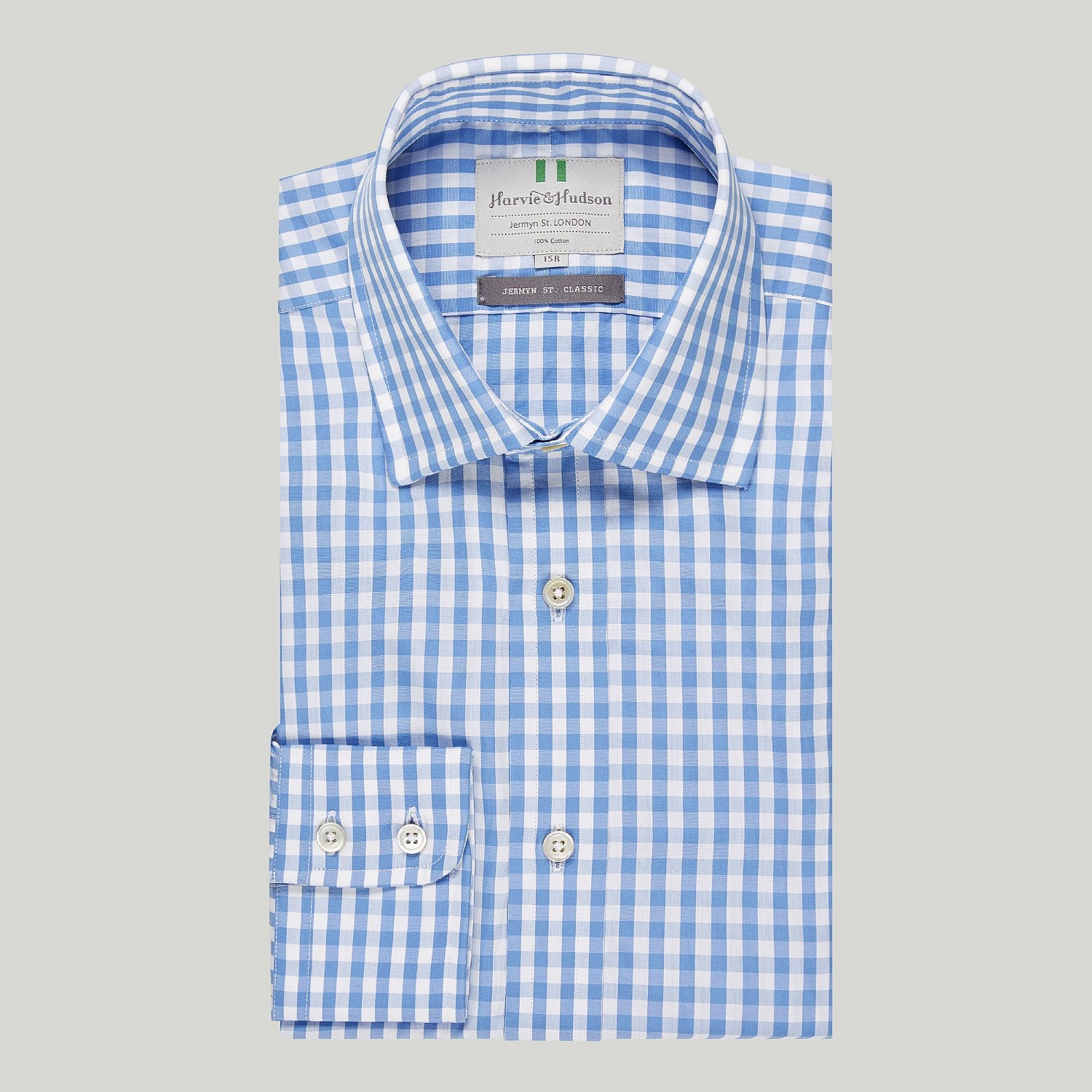 Blue Bold Check Button Cuff Classic Shirt