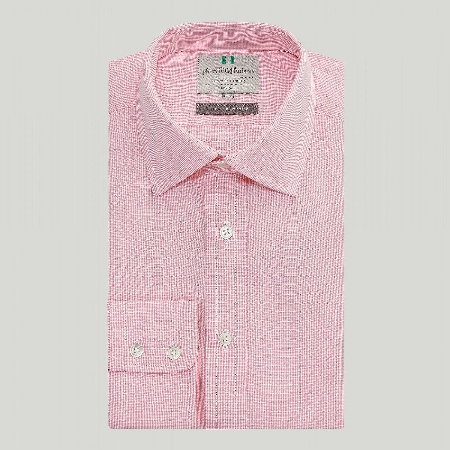 PINK MINI CHECK BUTTON CUFF CLASSIC FIT SHIRT