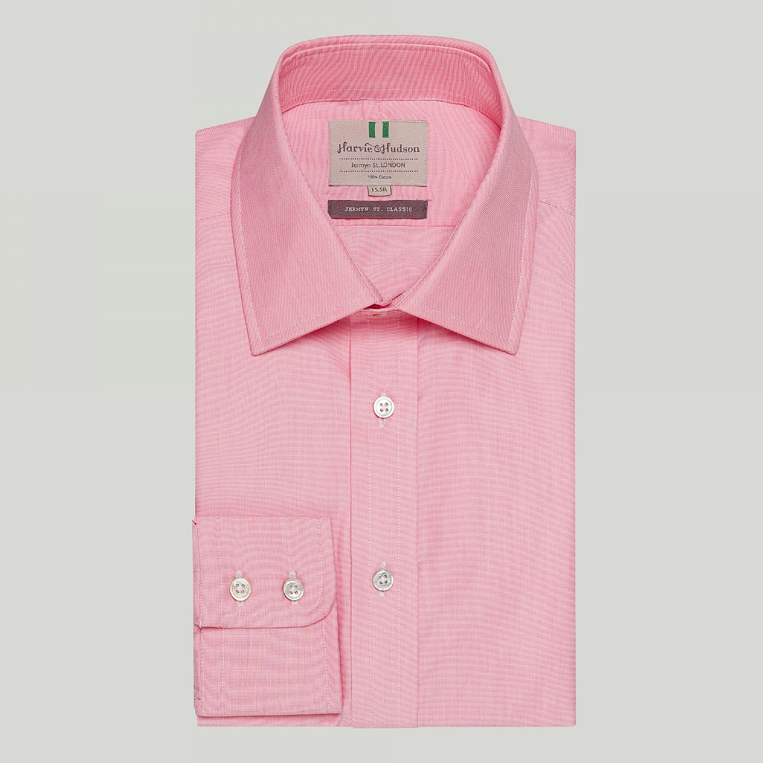 Mens pink dress store shirt with white collar