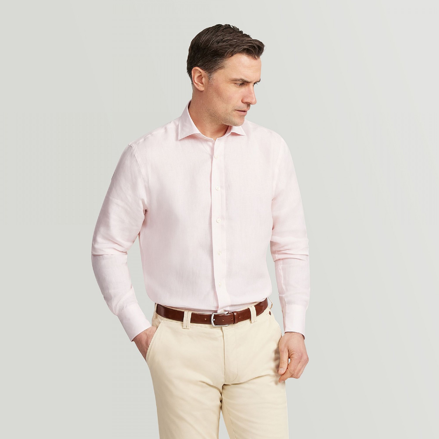 Pale Pink Pure Linen Shirt