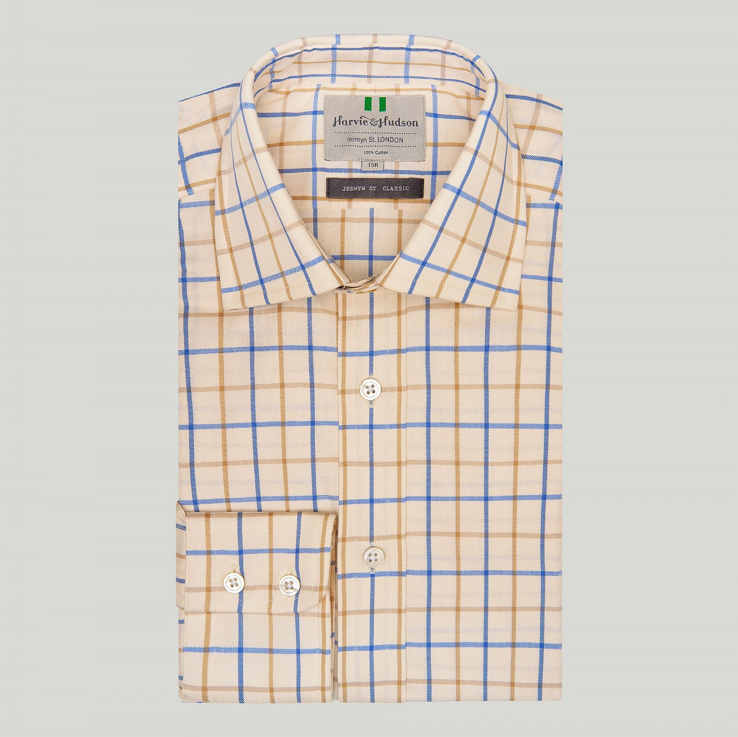 Sky Blue And Tan Check Bc Classic Fit Shirt
