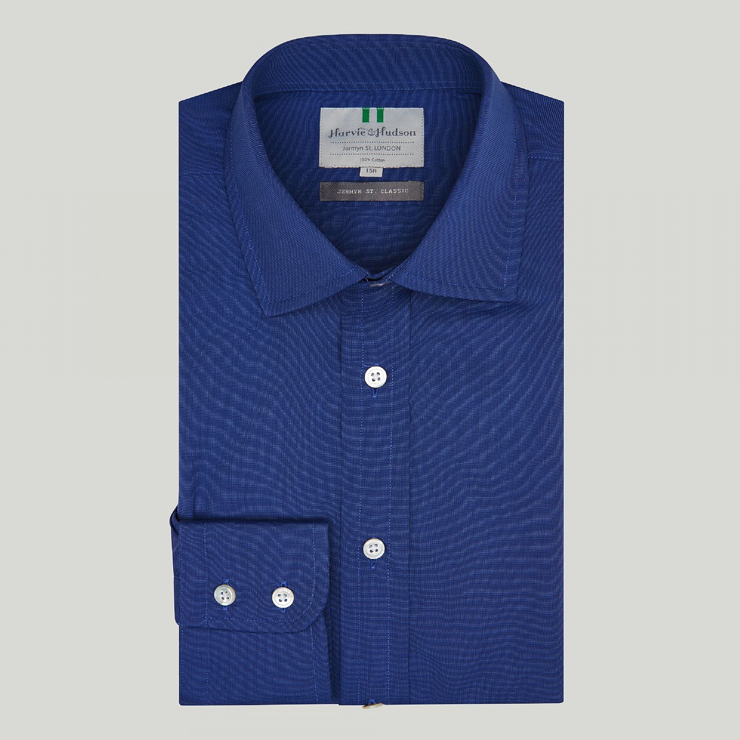 Dark Blue Button Cuff Classic Fit Shirt