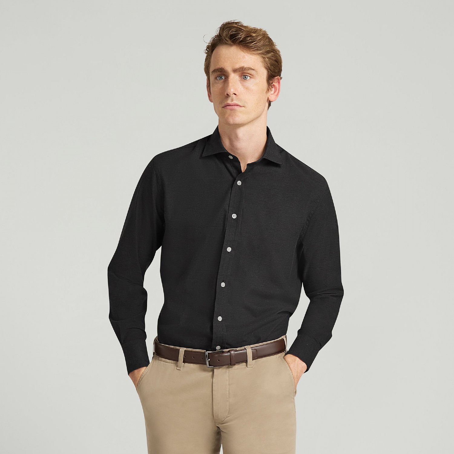 Black Pure Cotton Casual Shirt
