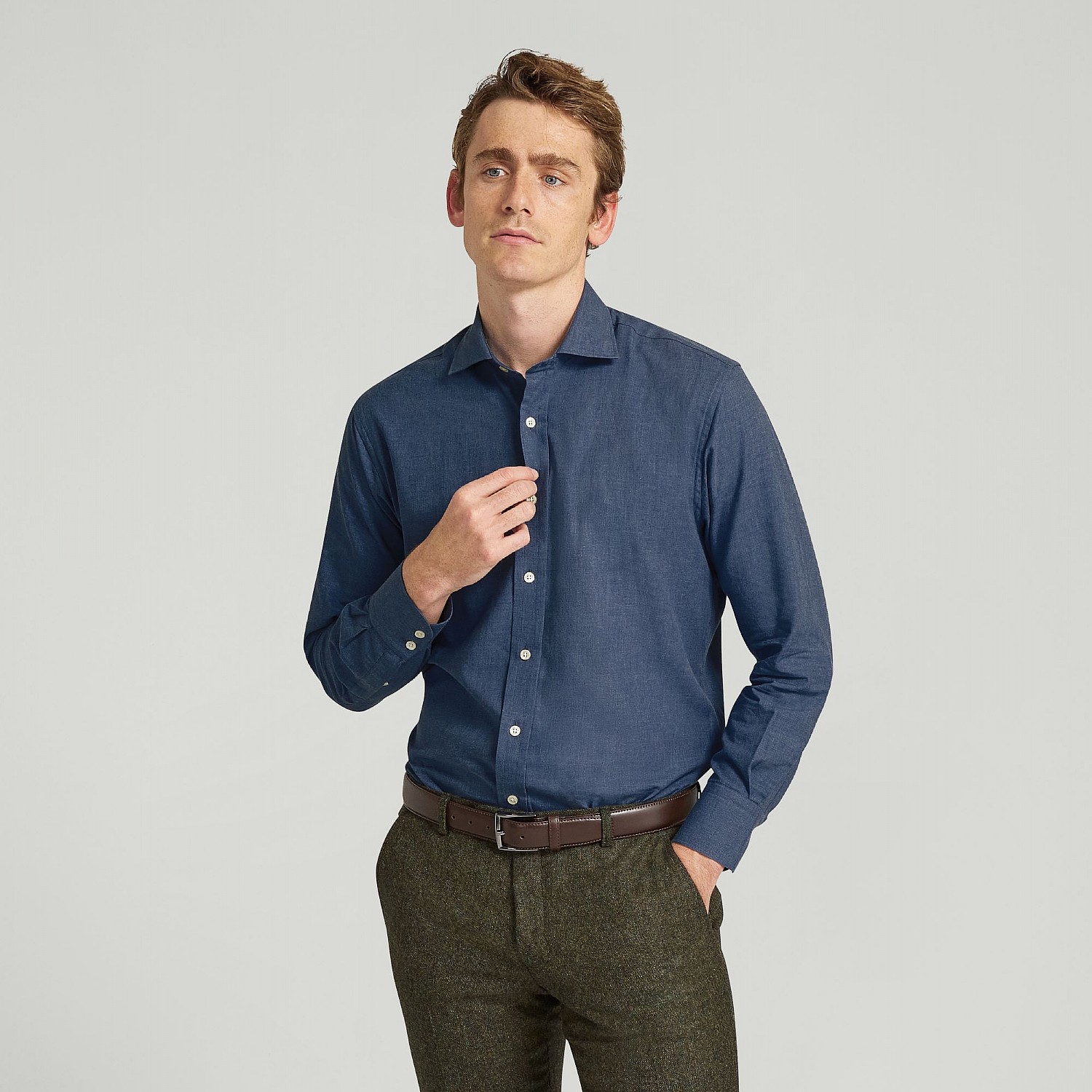 Blue casual shirt discount