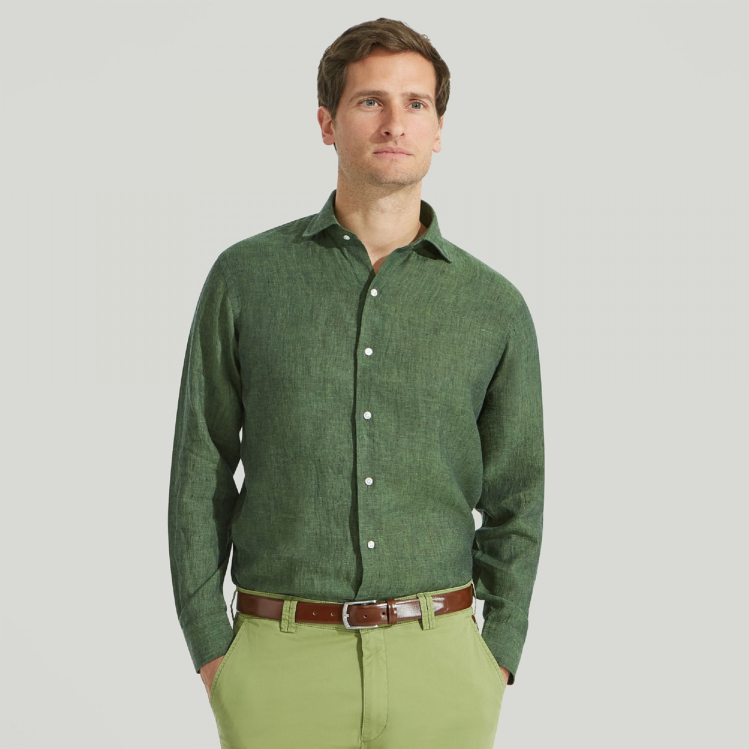 dark green linen shirt mens