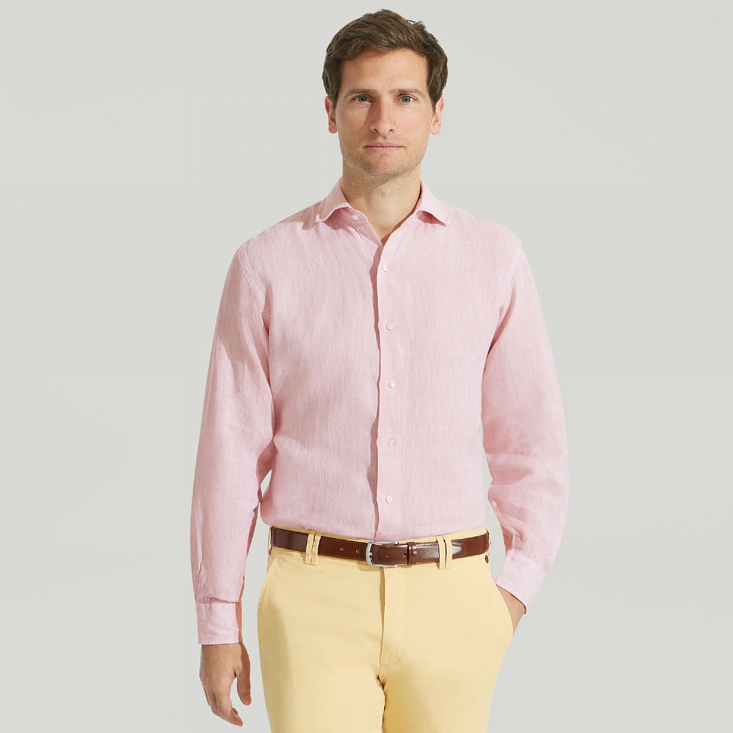 Men's Pale Pink Pure Linen Shirt