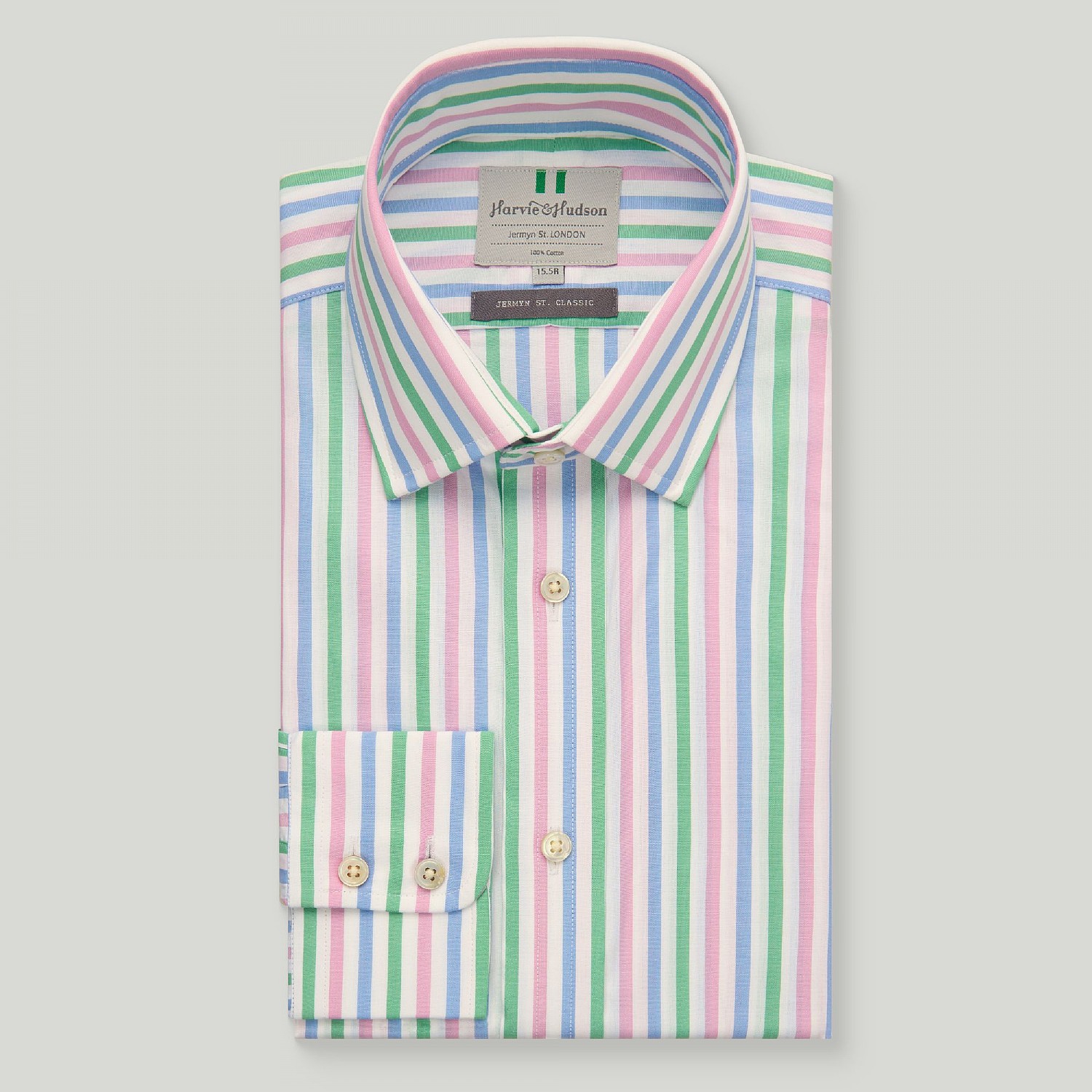 Sky multi stripe button cuff shirt