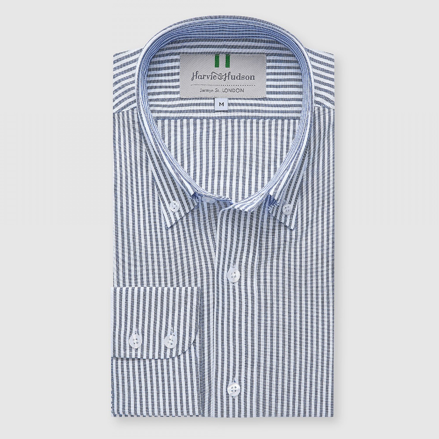 Blue Stripe Cotton Oxford Button Down Shirt