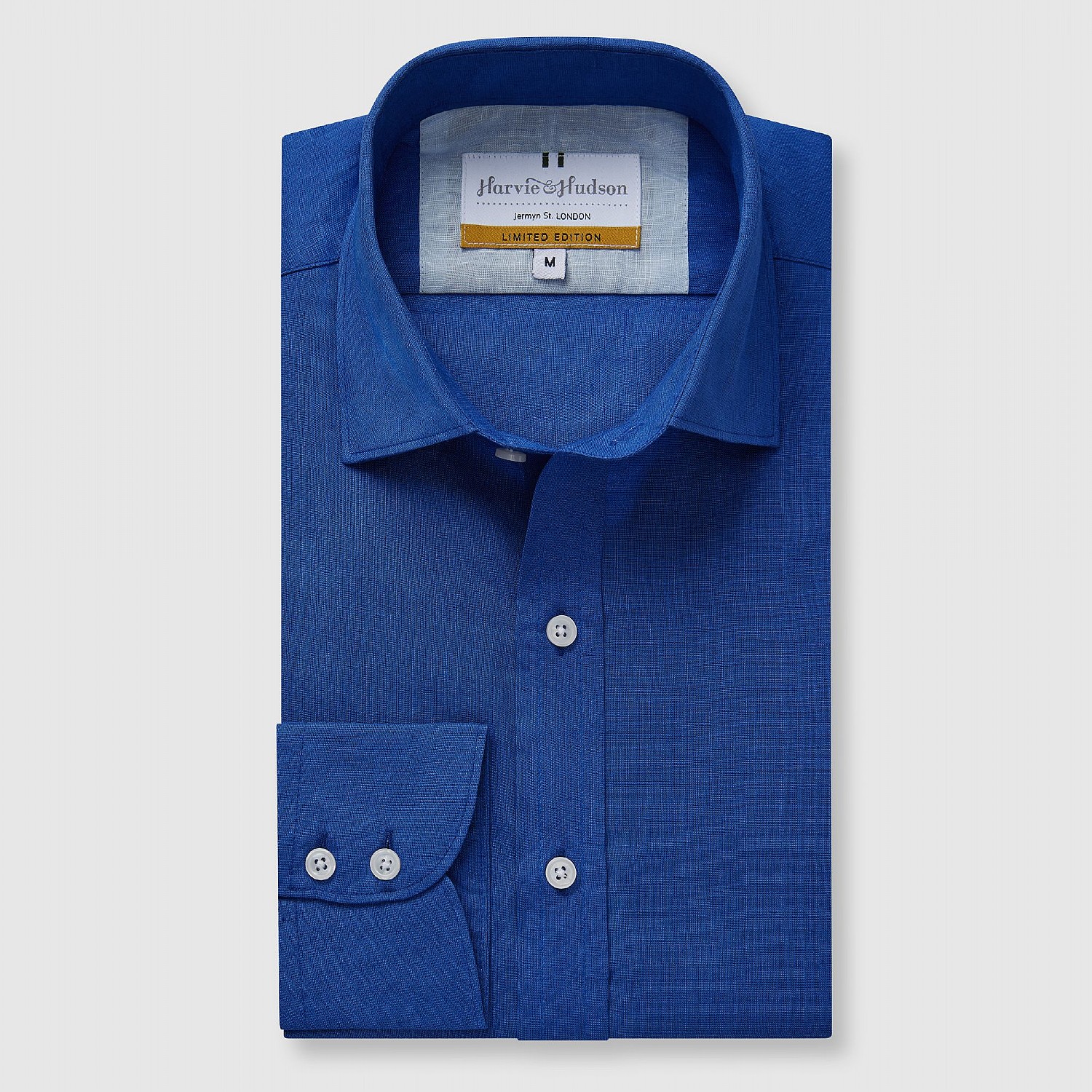 Blue linen casual shirt for men