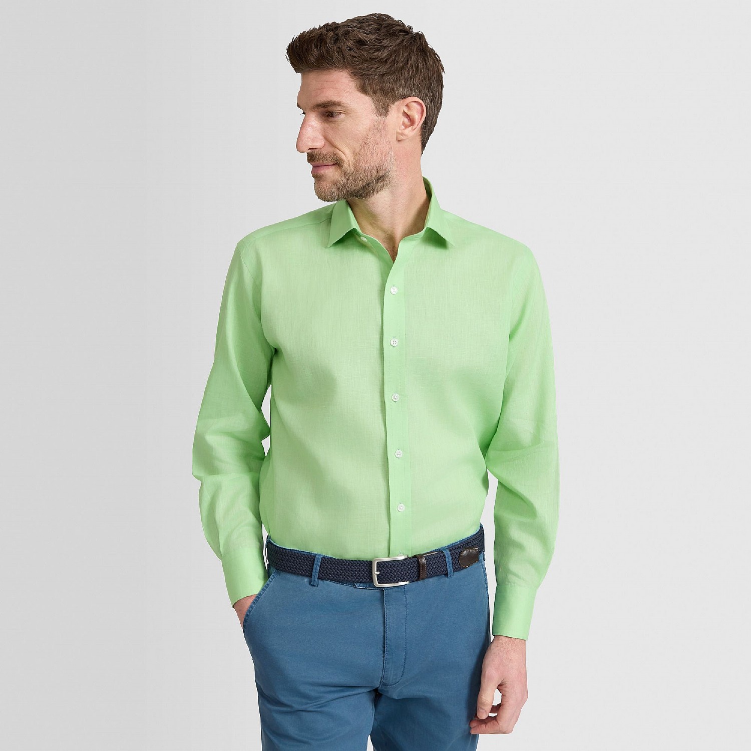 slim fit dress slacks XXIII Carry Satin Button Up Shirt Sage Green