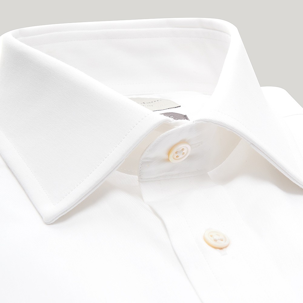 Men's White Fine Twill Double Cuff Shirt