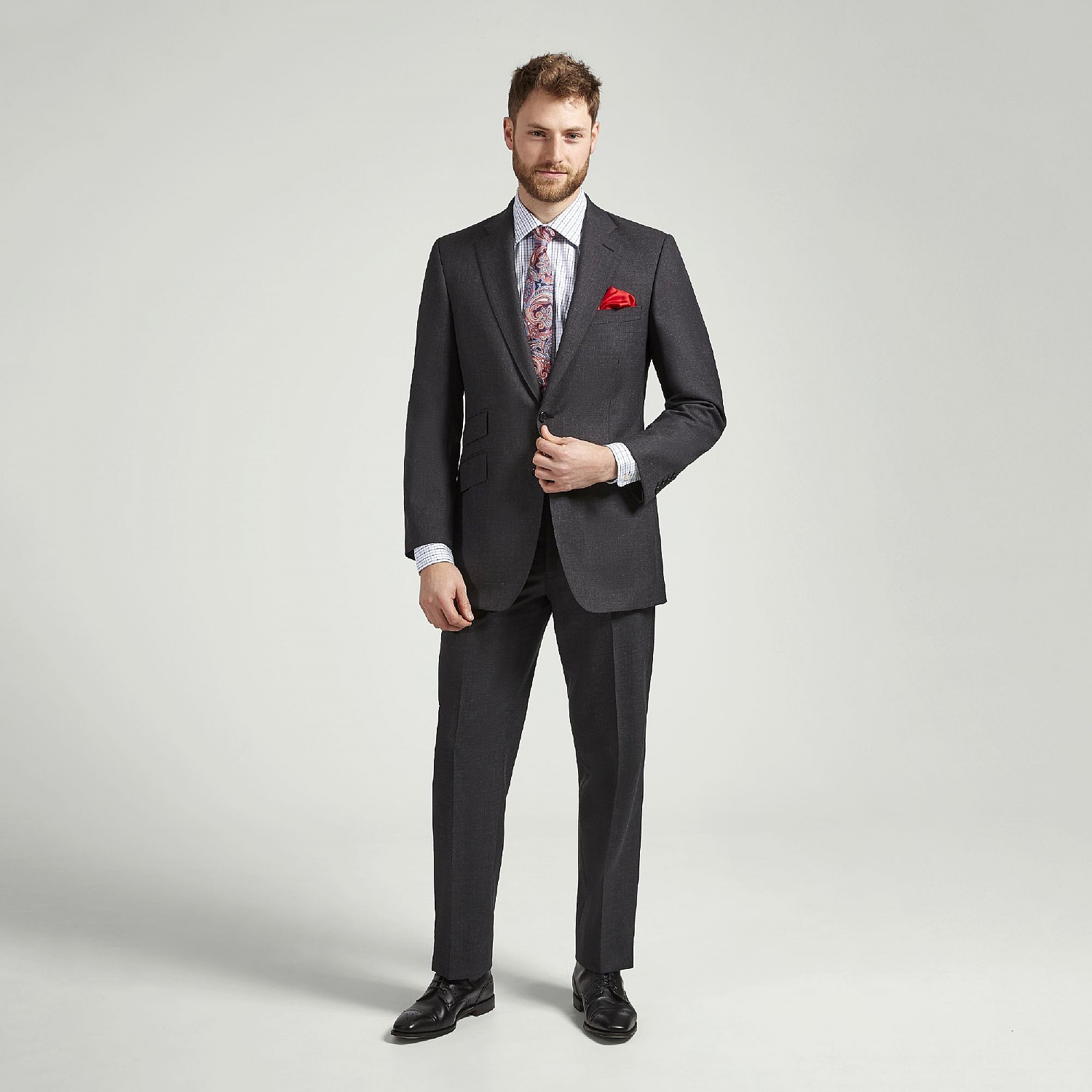 English Superfine Mid Grey Hopsack Suit