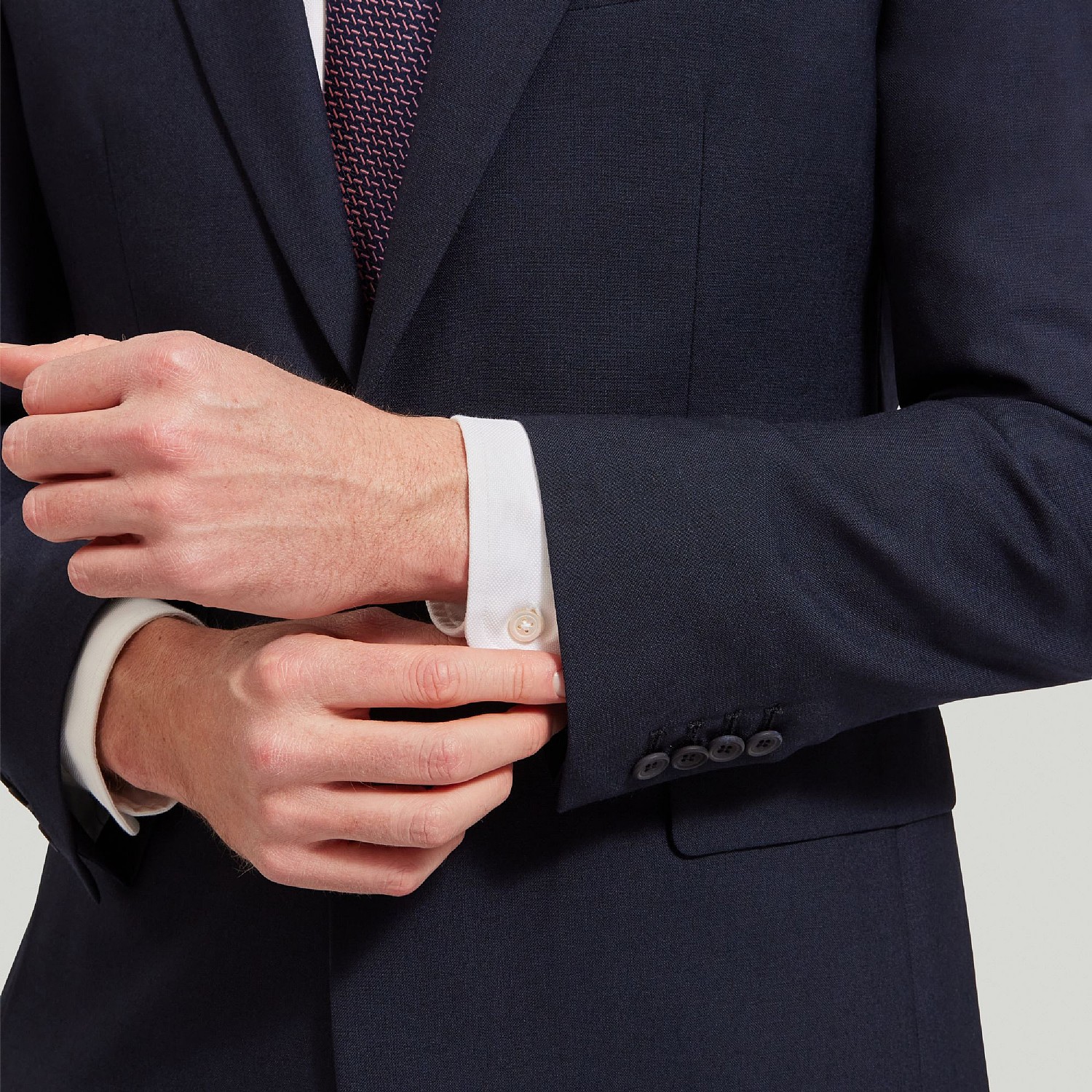 Navy gaberdine wool business suit