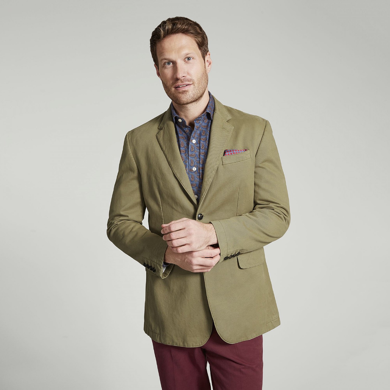 Beige Cotton Unstructured Jacket