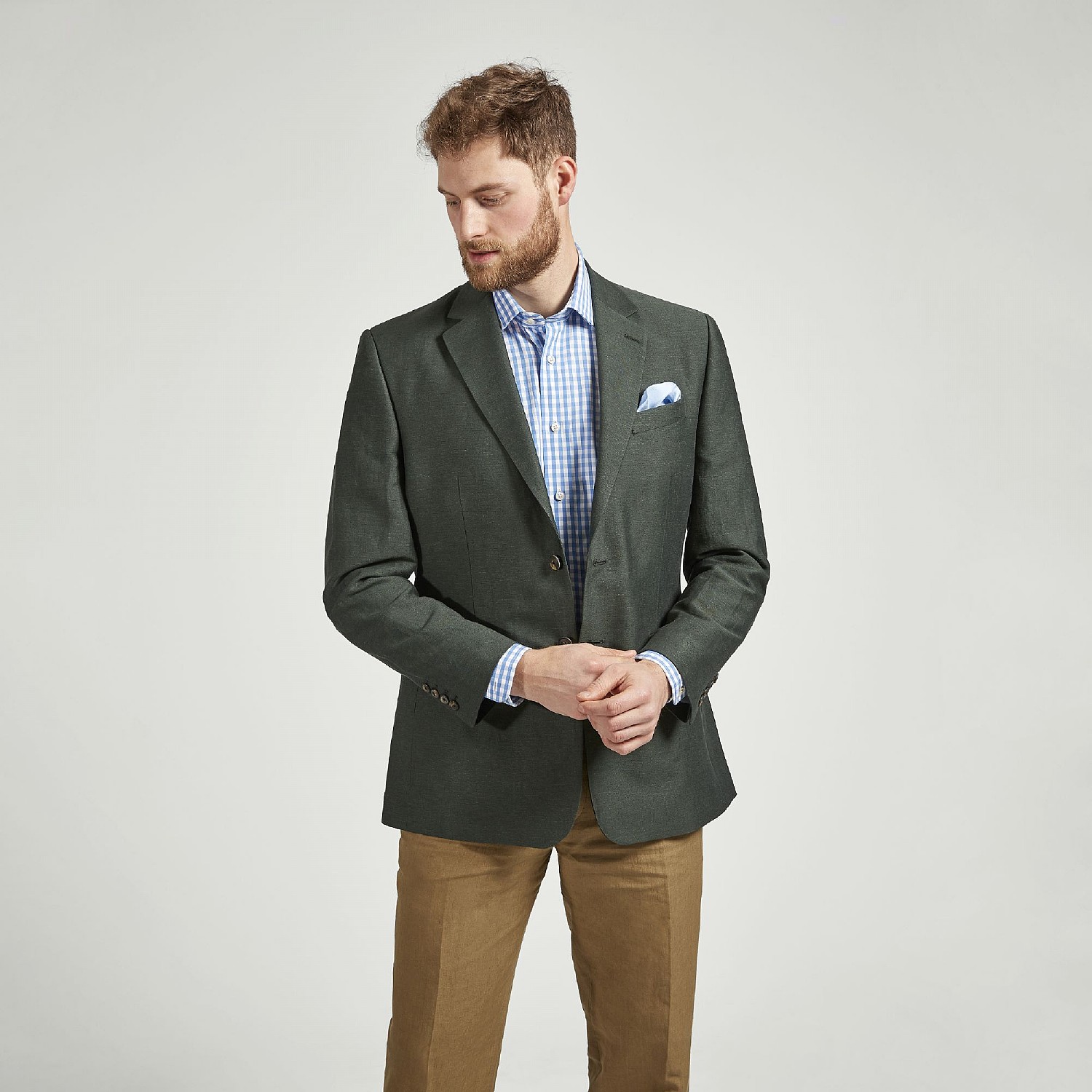 Dark Green Linen And Cotton Twill Jacket