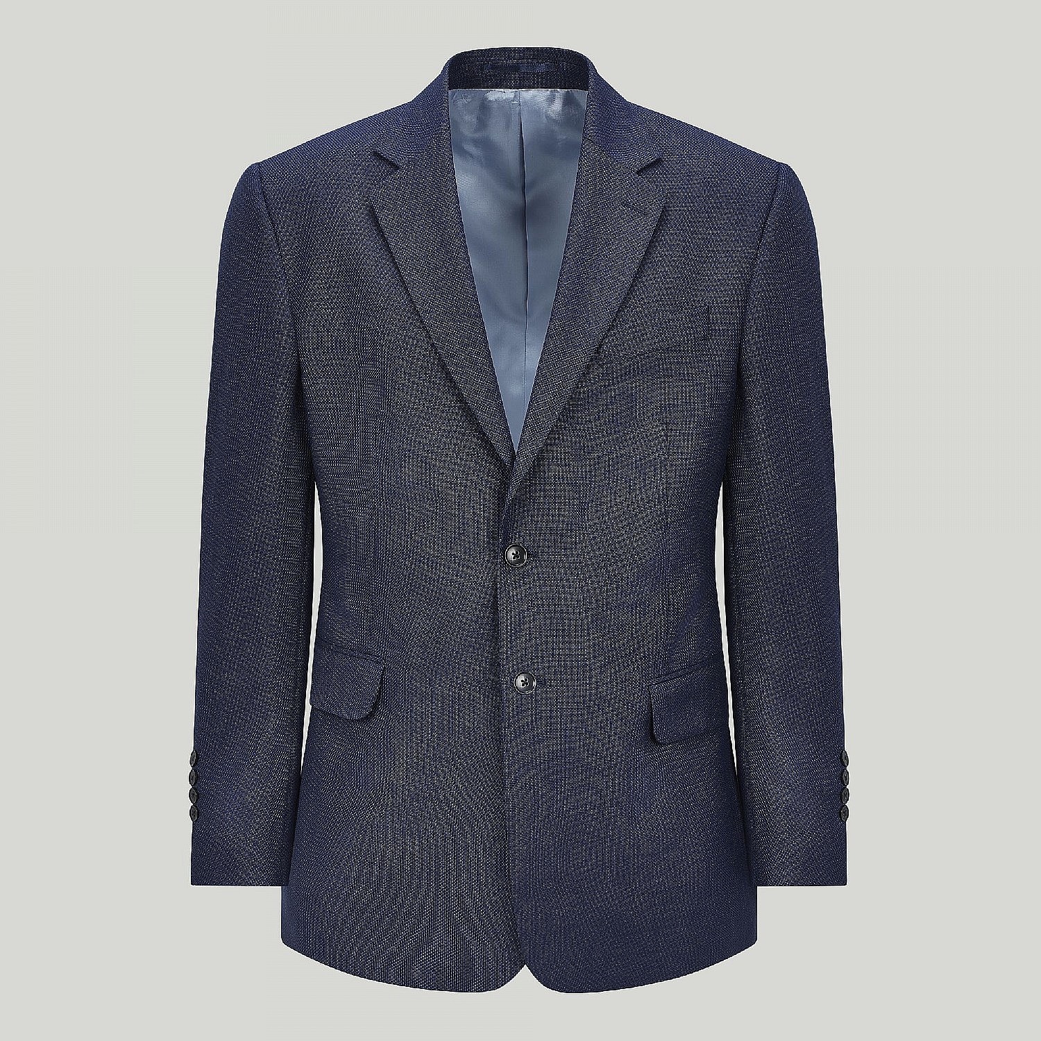 Blue Textured Wool Jacket