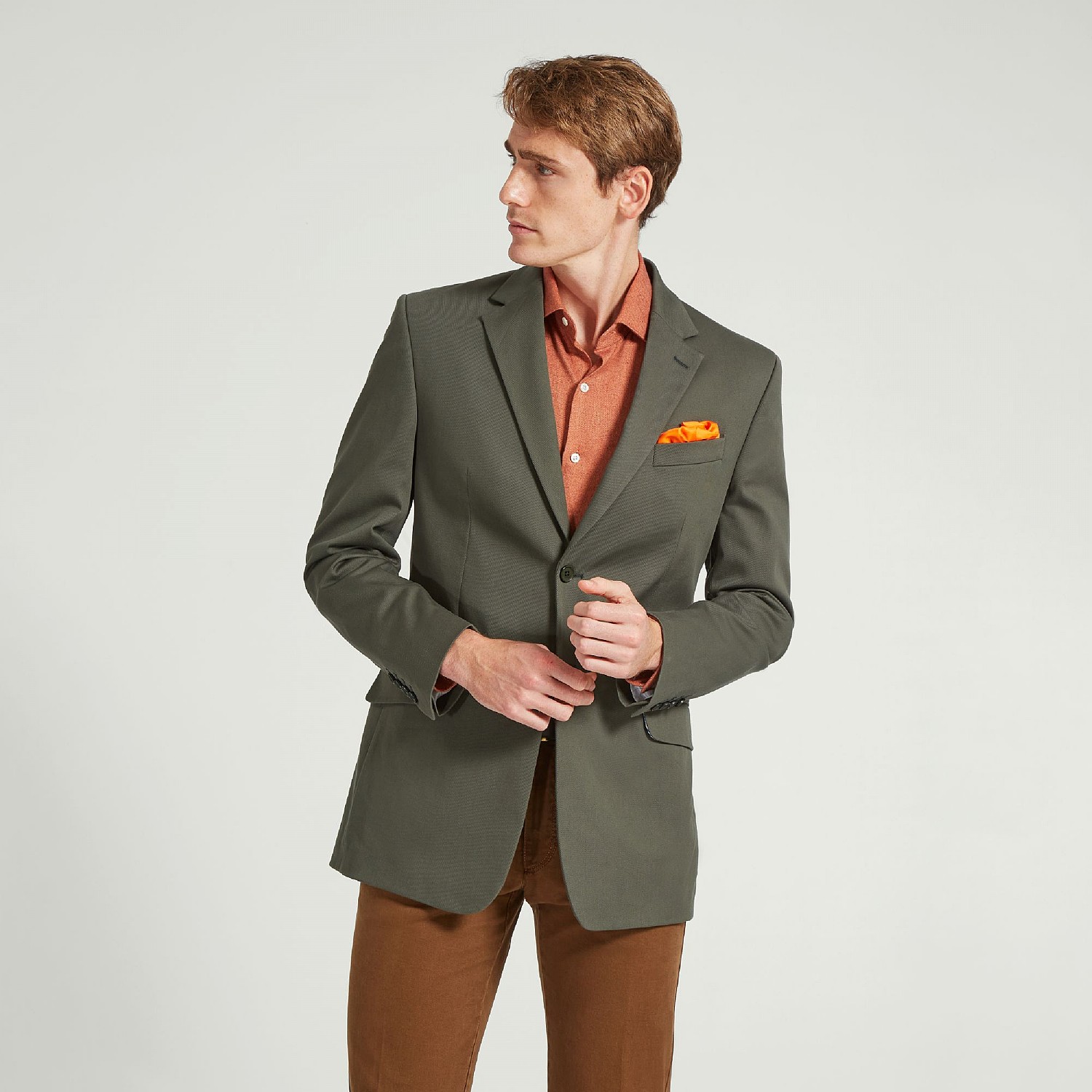 Khaki Casual Cotton Jacket