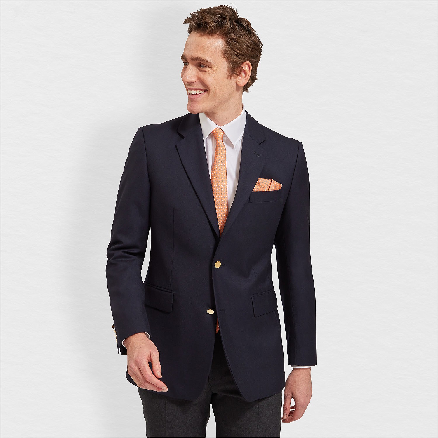 Navy Wool Single Breasted Blazer