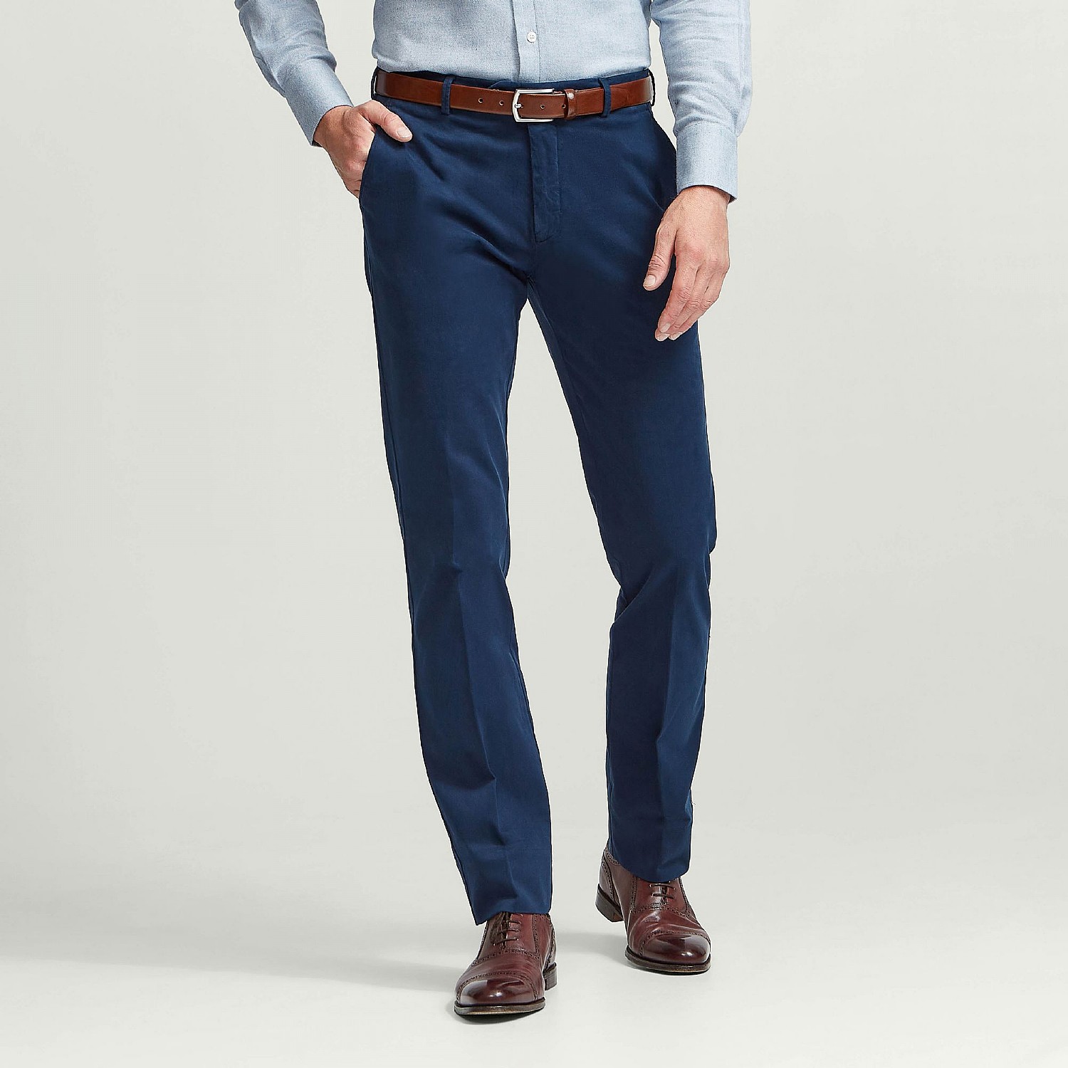 Dark Blue Cotton Unfinished Trousers