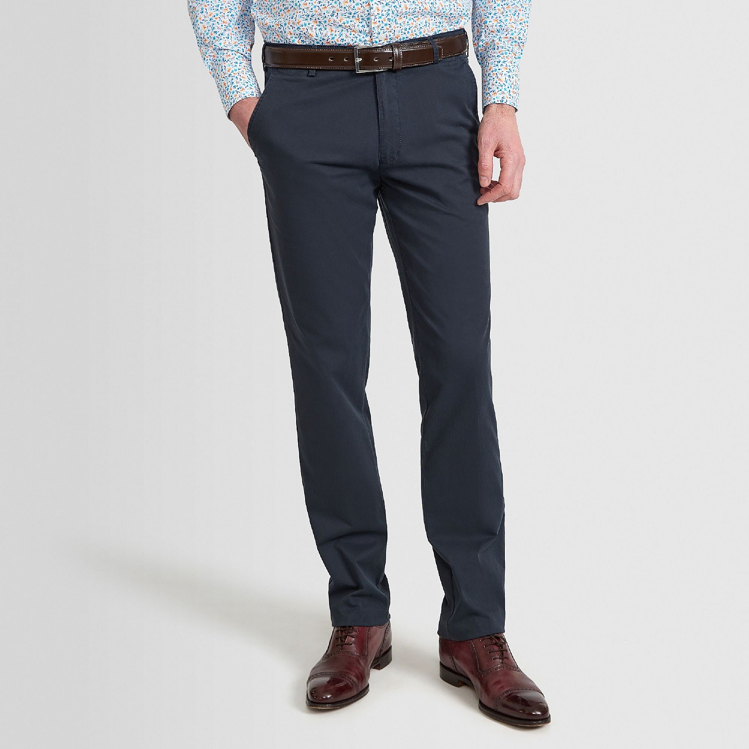 Navy Meyer cotton classic trousers