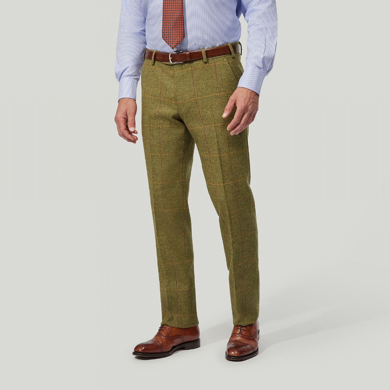 Olive Green Check Wool Trouser