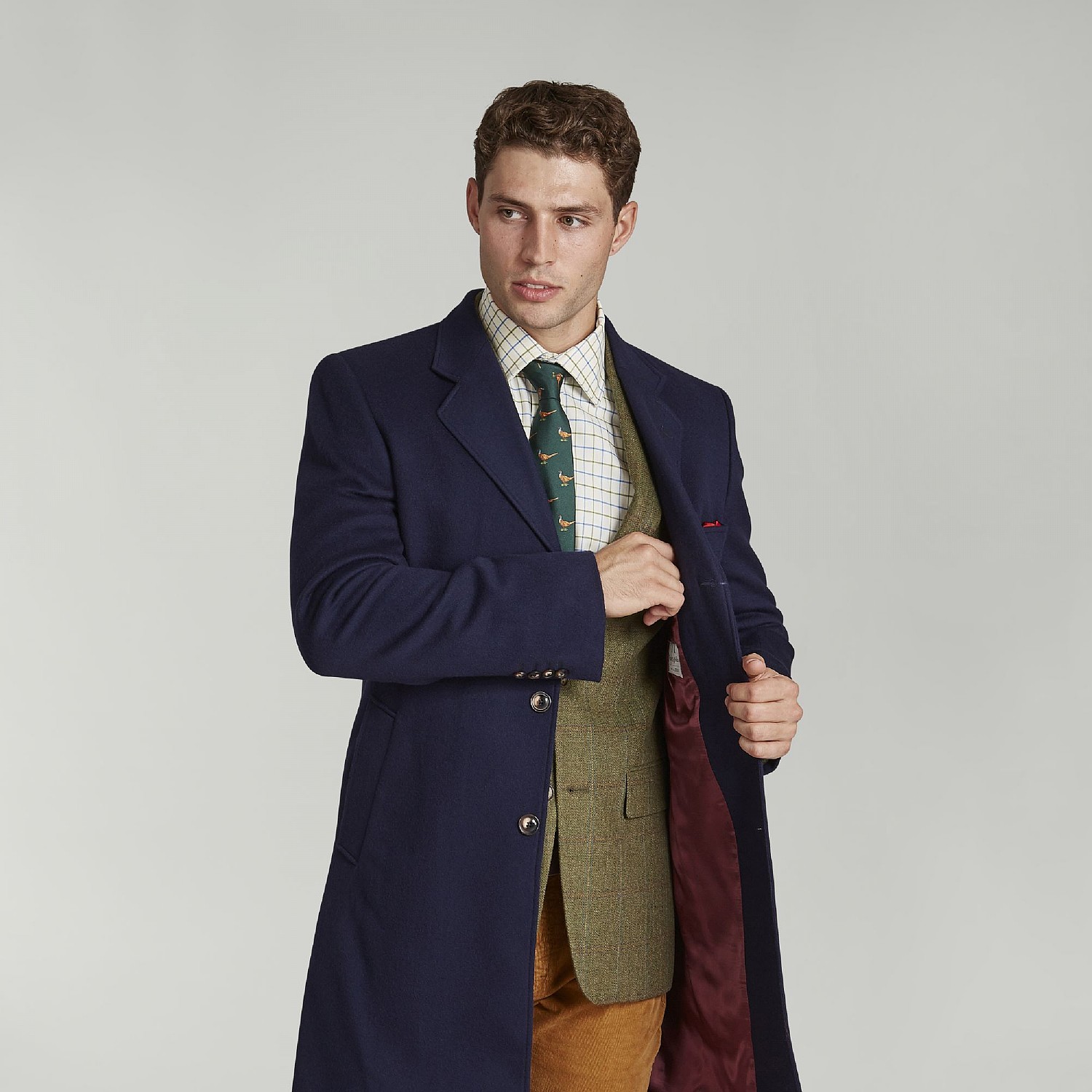 navy cashmere overcoat