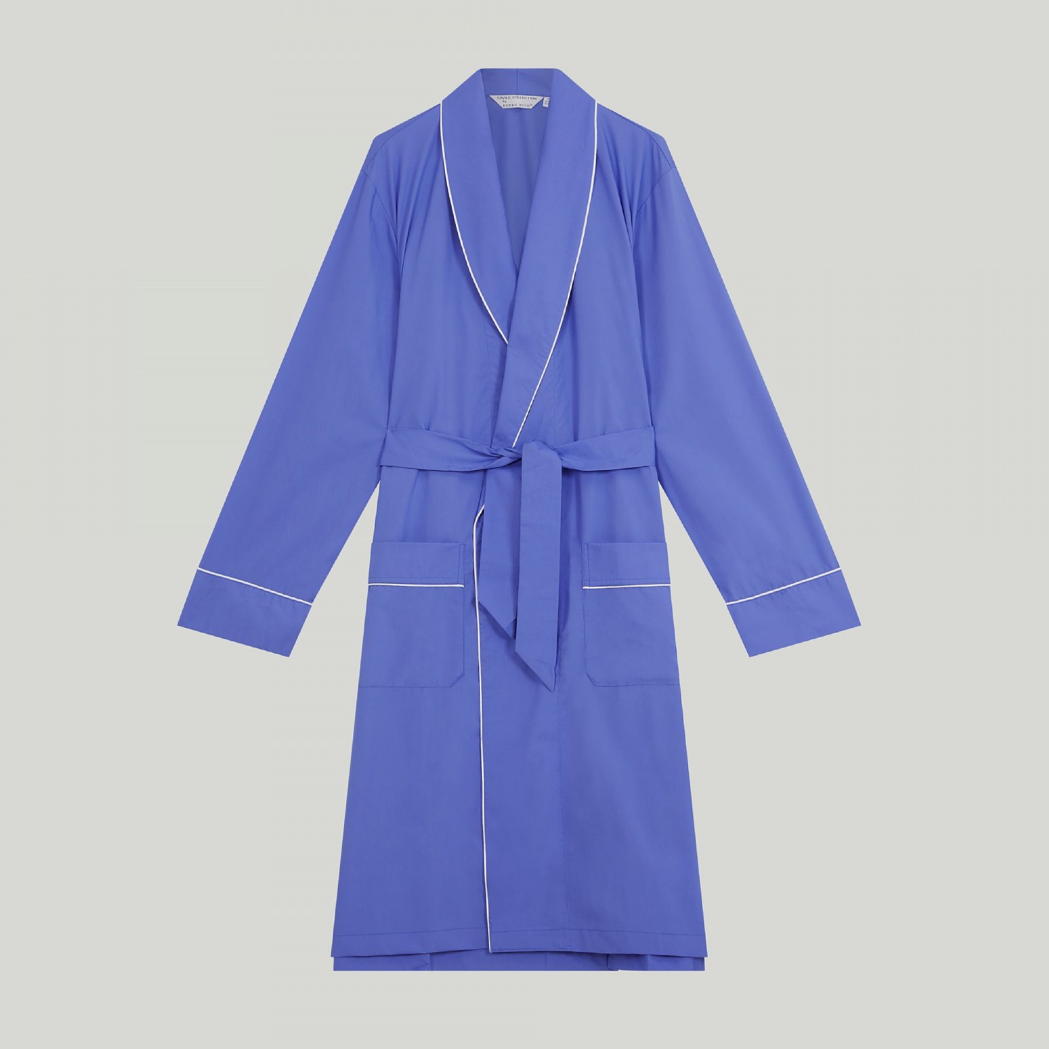 Blue Plain Cotton Dressing Gown