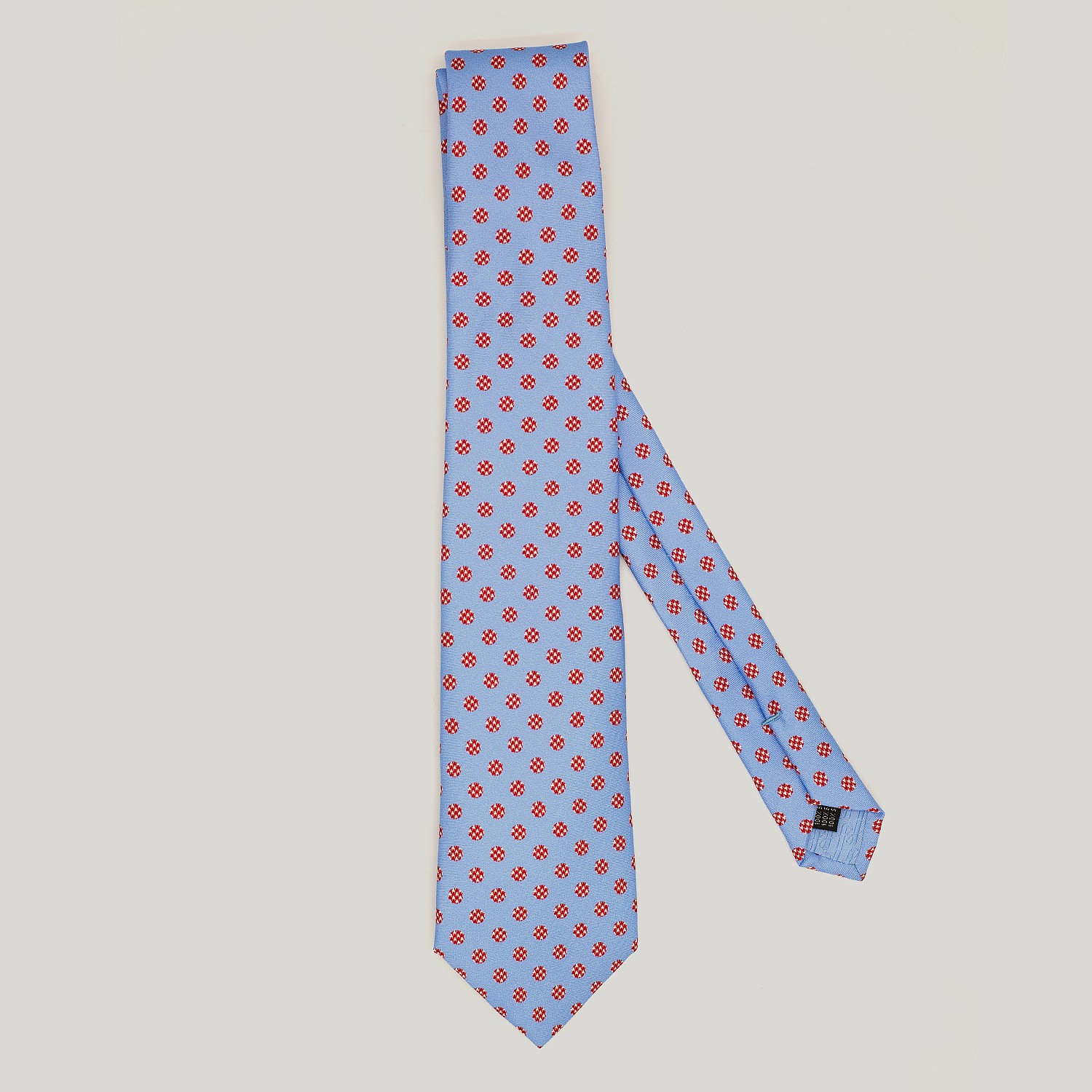 Sky Houndstooth Spot Printed Silk Tie