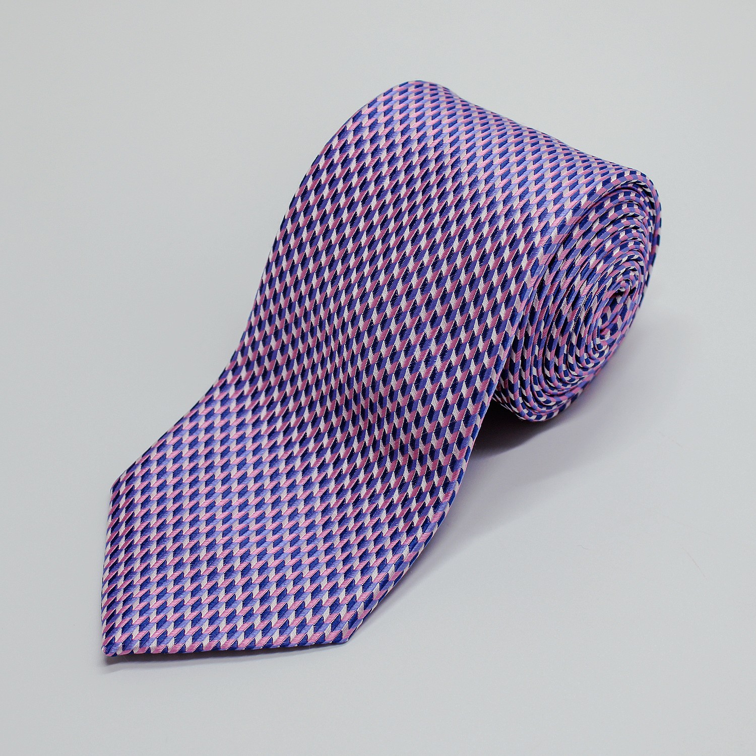 Pink Chevron Boxes Woven Silk Tie