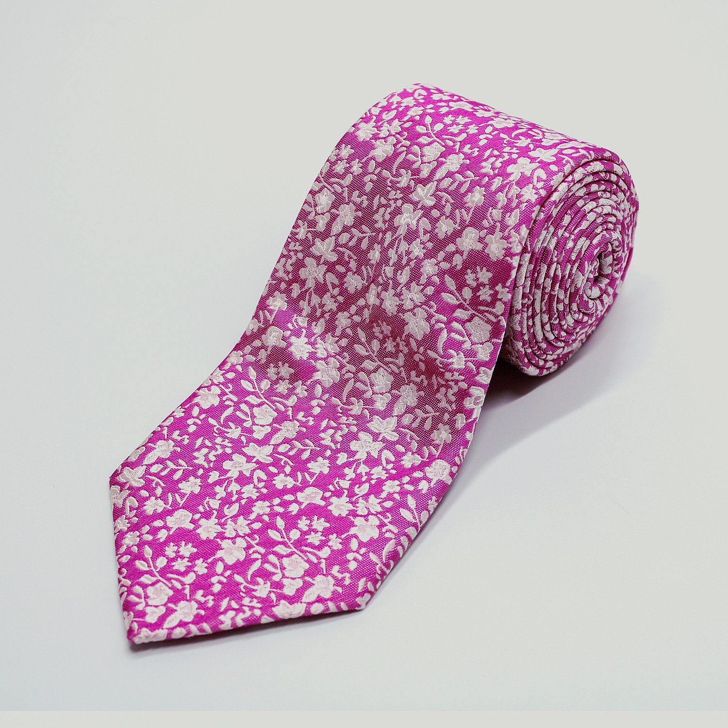 Pink Pastel Flowers Woven Silk Tie