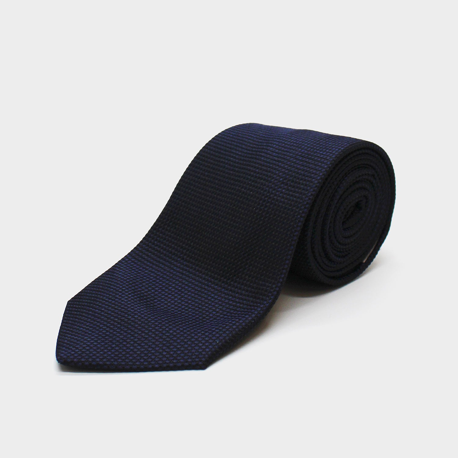 Navy Plain Woven Silk Tie