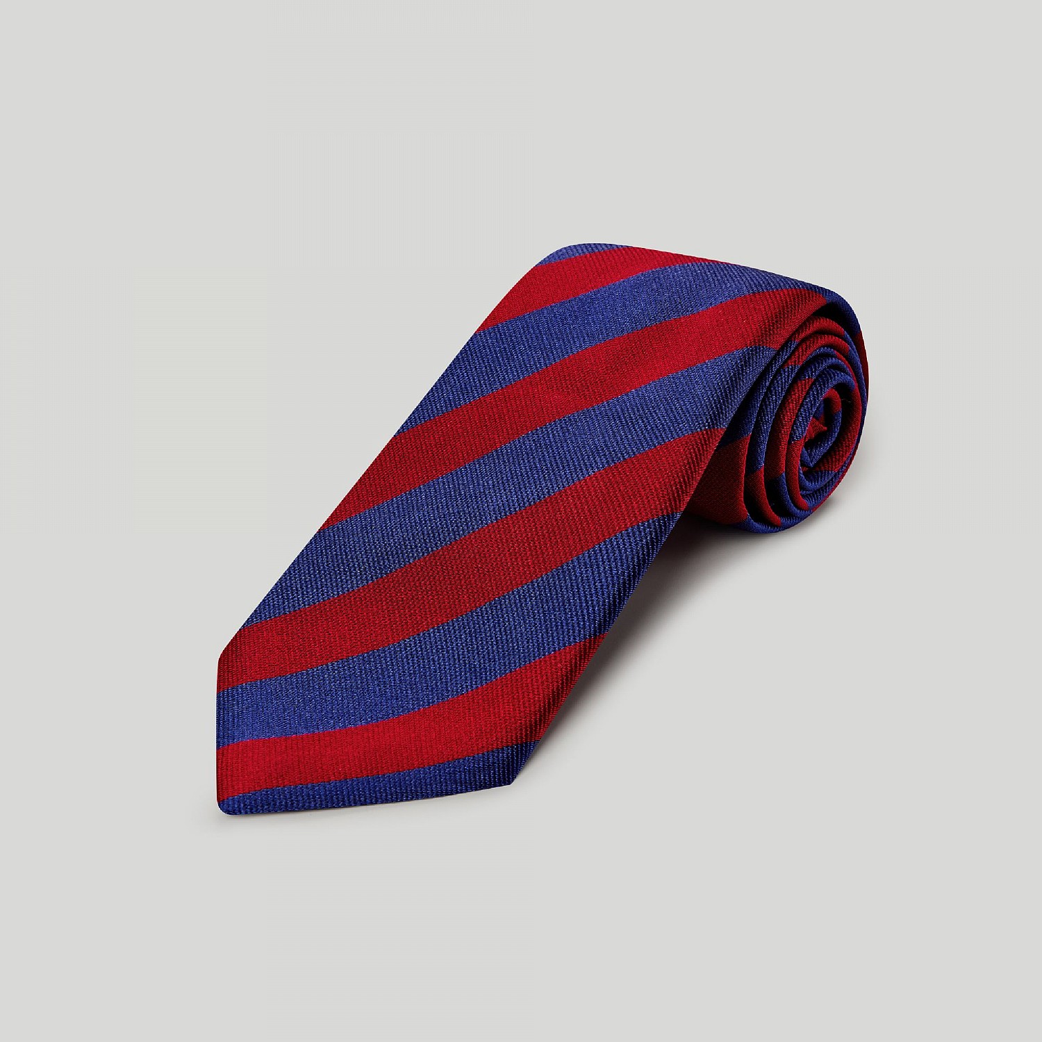 Navy And Red Stripe Woven Silk Tie