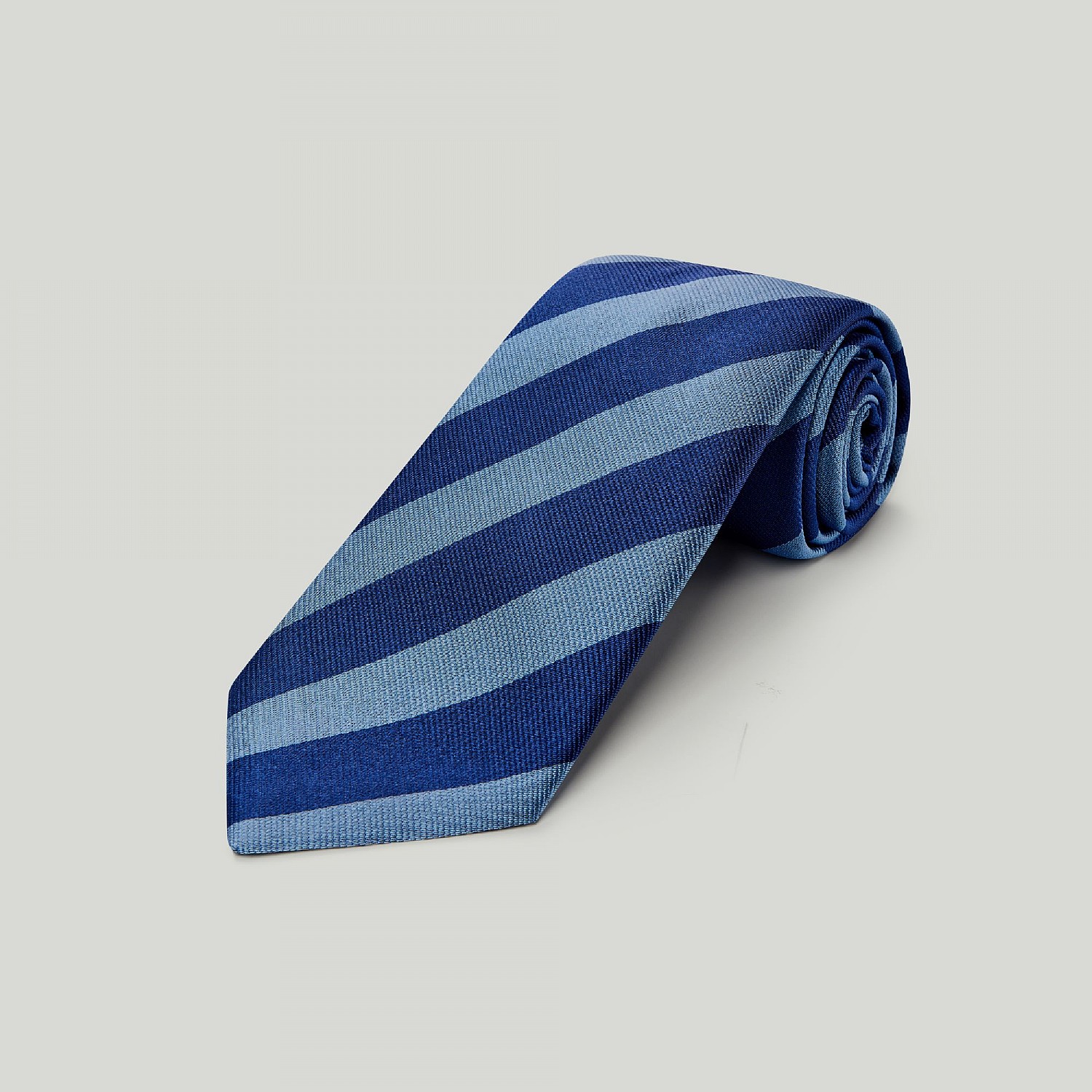 Navy and Sky Stripe Woven Silk Tie