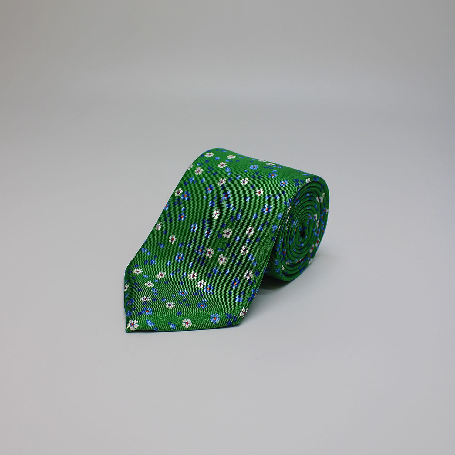 Green Floral Printed Silk Tie