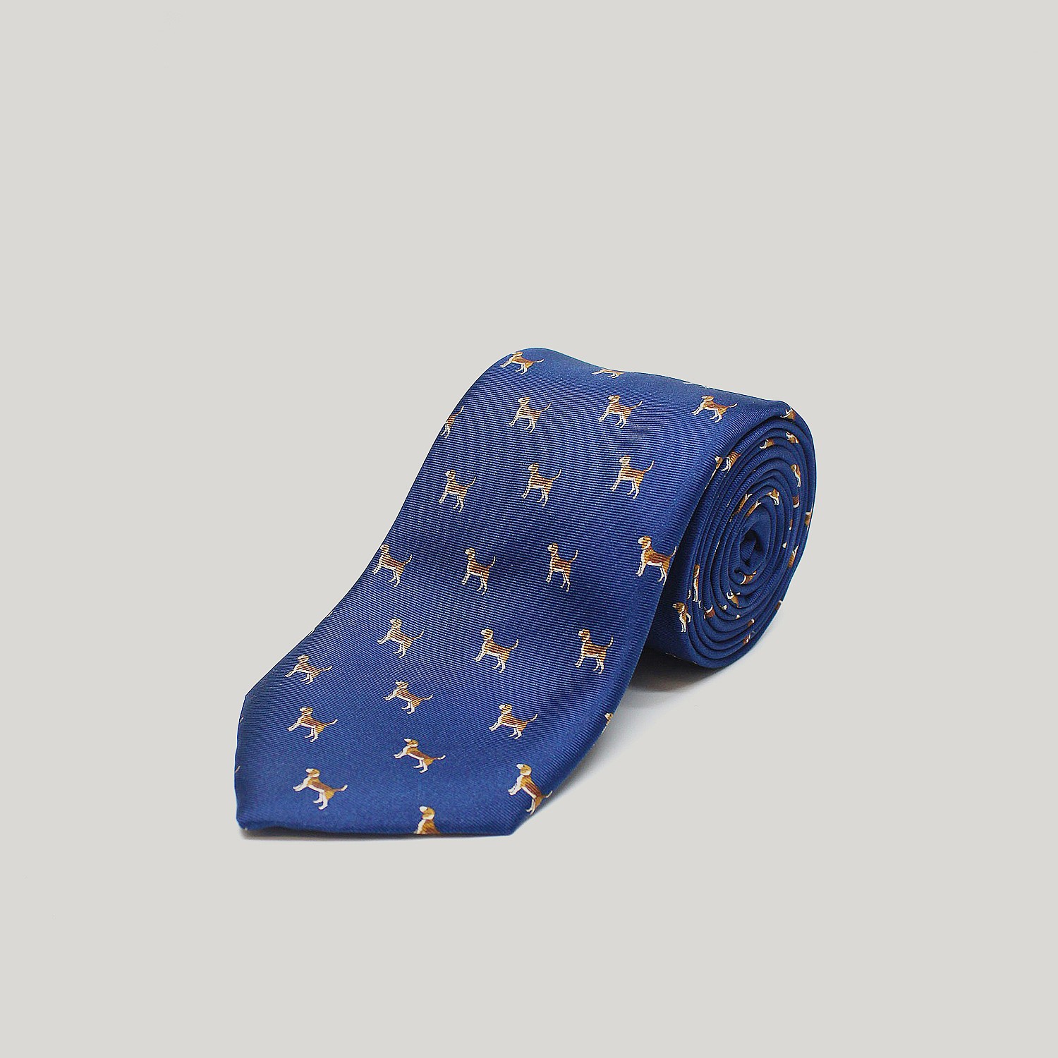 Navy Dogs Printed Silk Tie