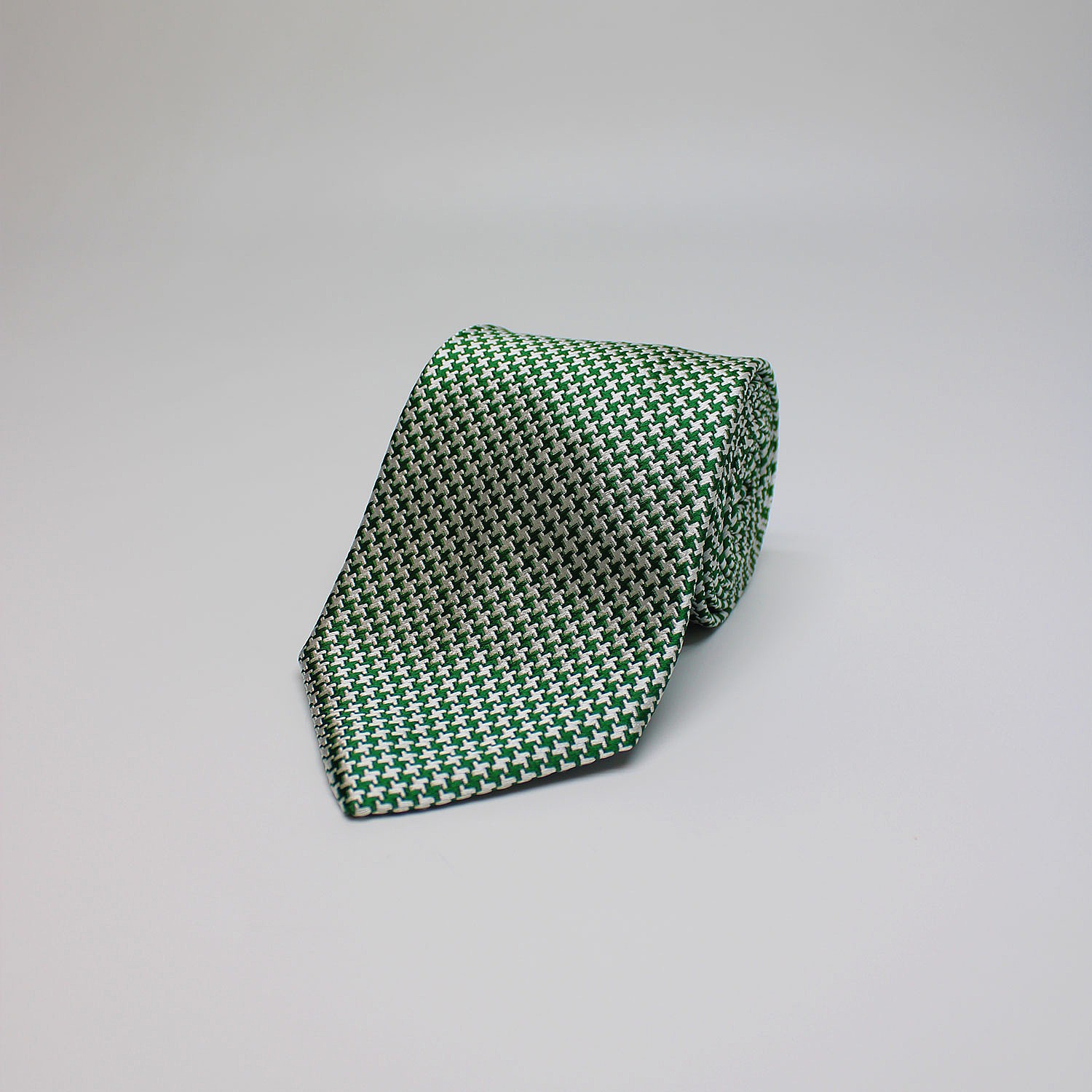 Green Houndstooth Woven Silk Tie