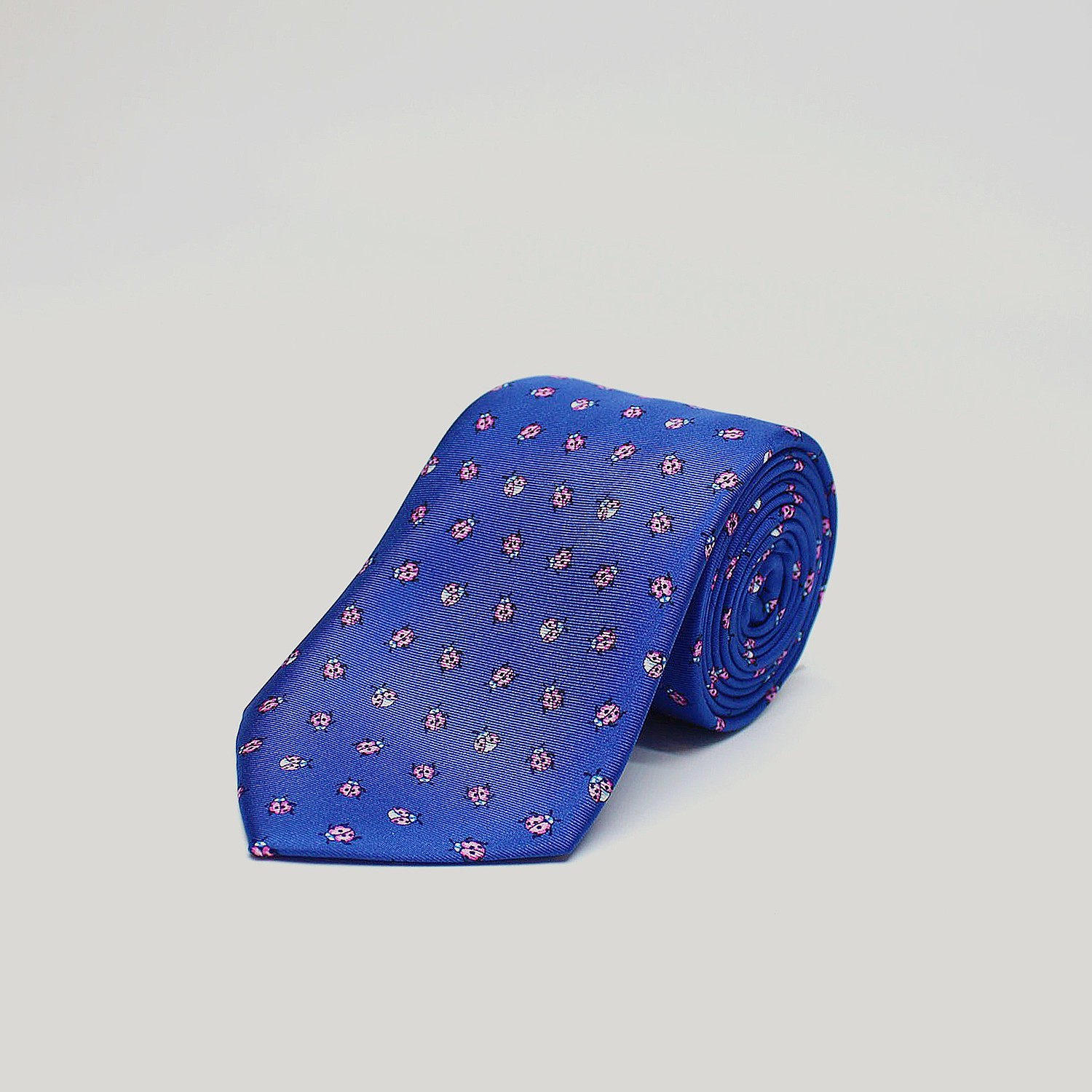 Dark Blue Ladybirds Printed Silk Tie