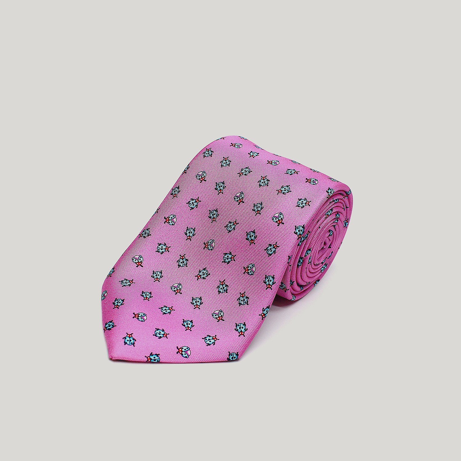 Pink Ladybirds Printed Silk Tie