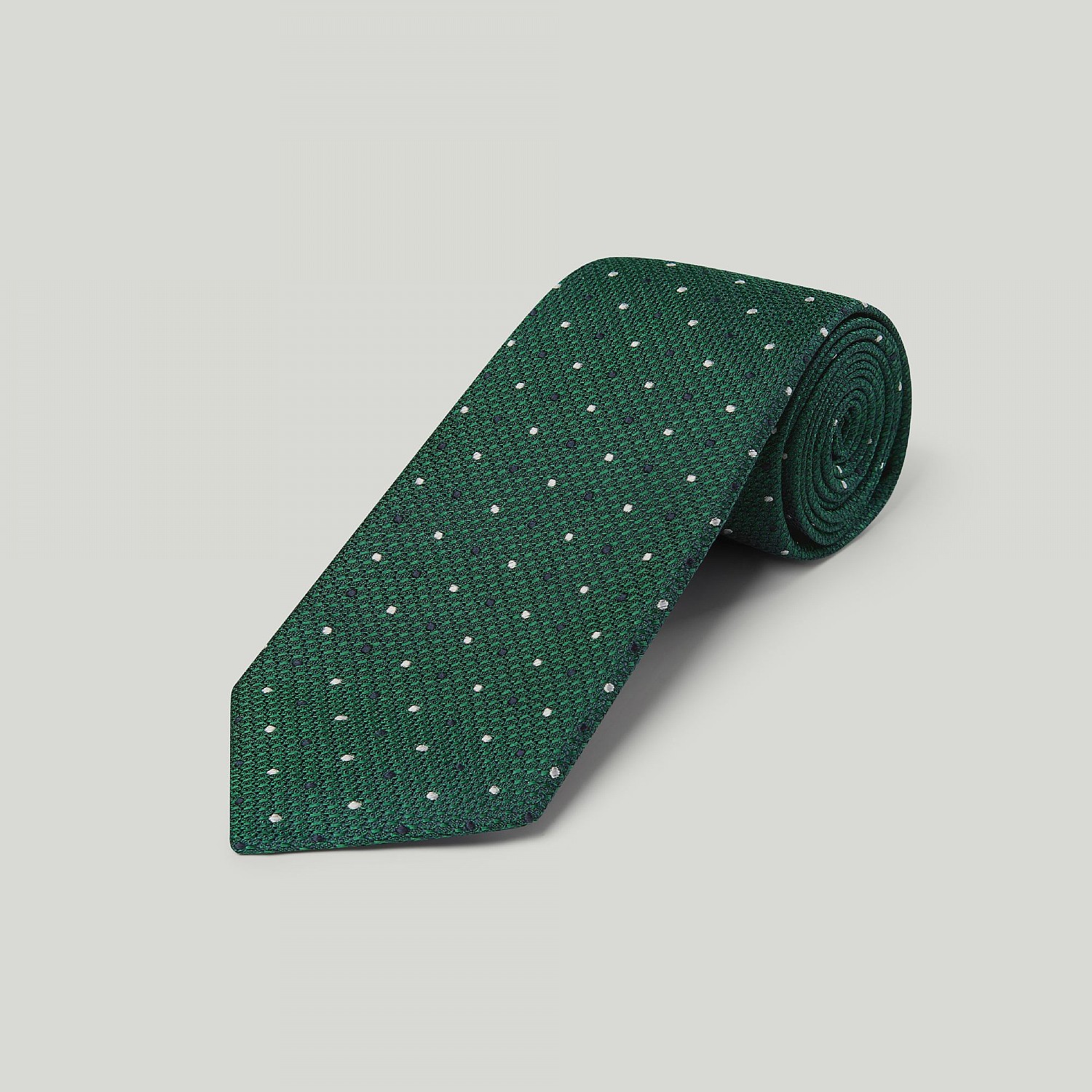 Navy multi spot woven silk tie